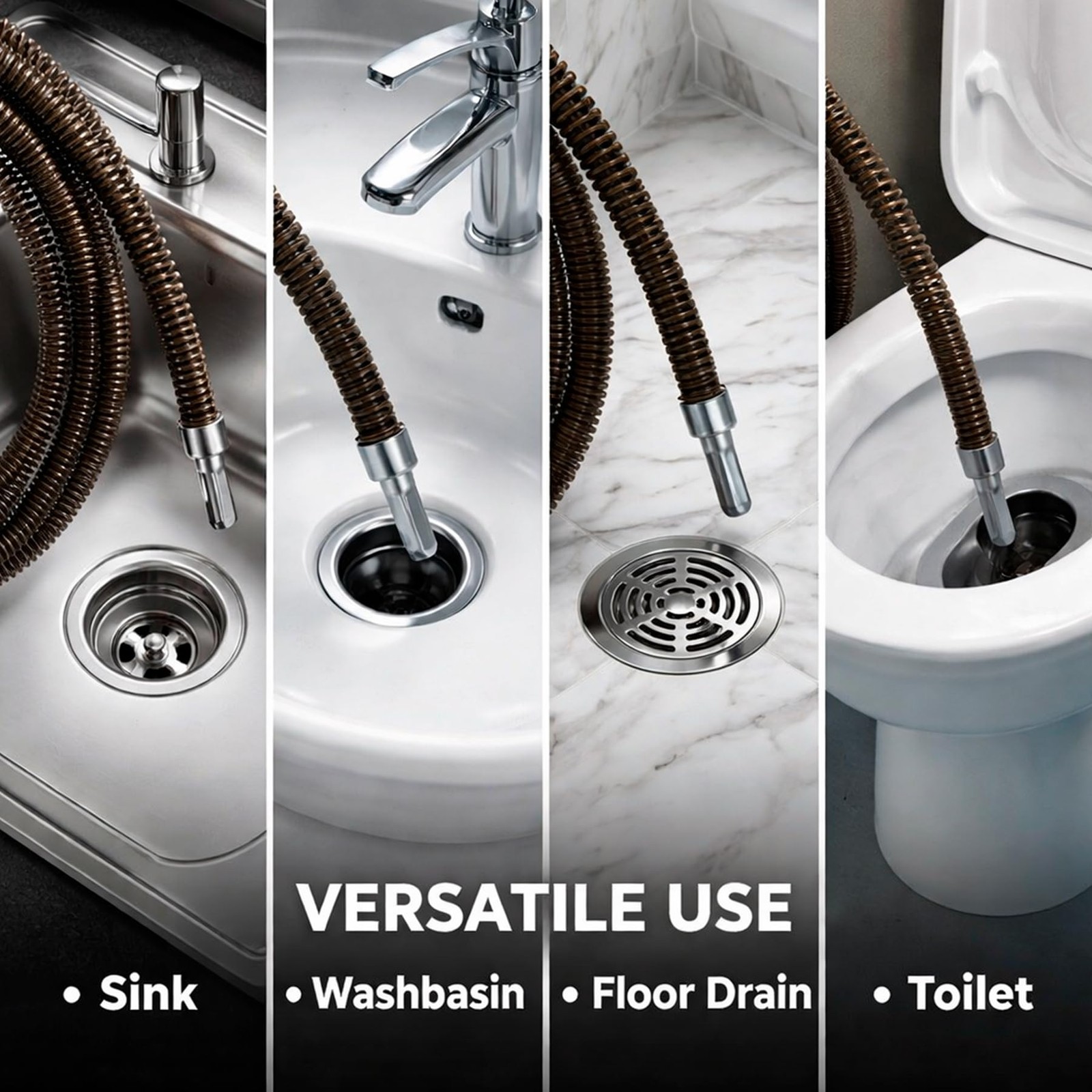 Drain Cleaning Cable, 50 Ft x 3/8″ Professional Drain Snake, 10 mm Flexible H…