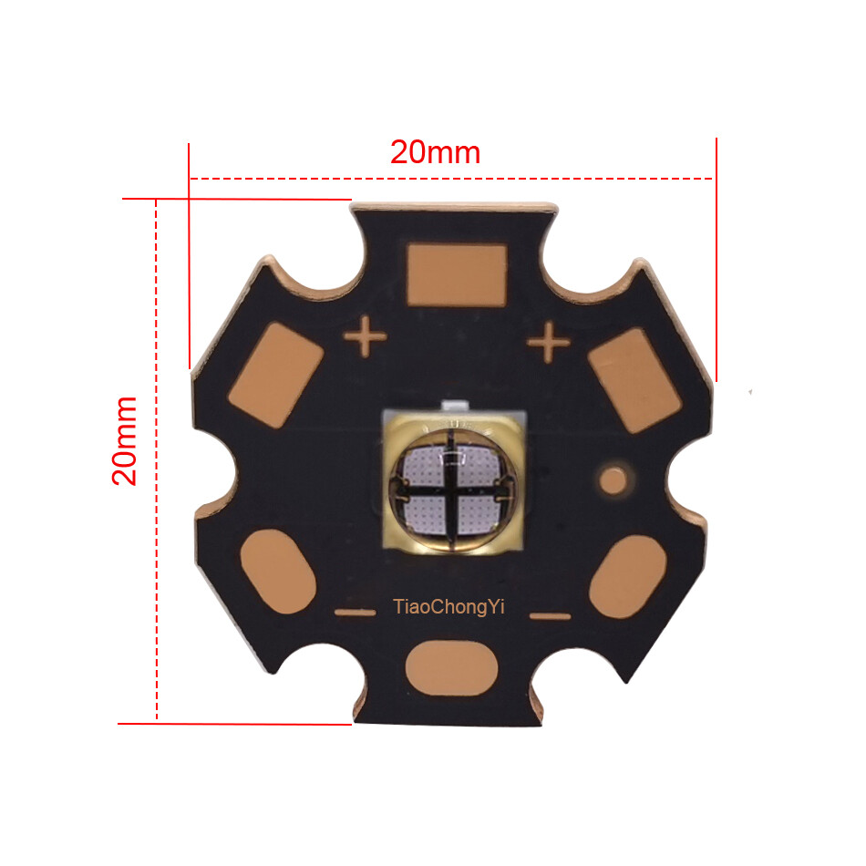 5050 10W 365nm 385nm 405nm 430nm 4 Chip UV LED Purple light with 20mm Copper PCB