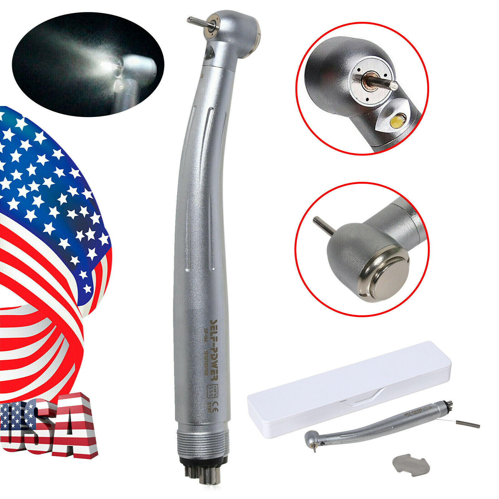 NSK Style Dental E-generator Fiber Optic LED 3 Spray High Speed handpiece 4Hole