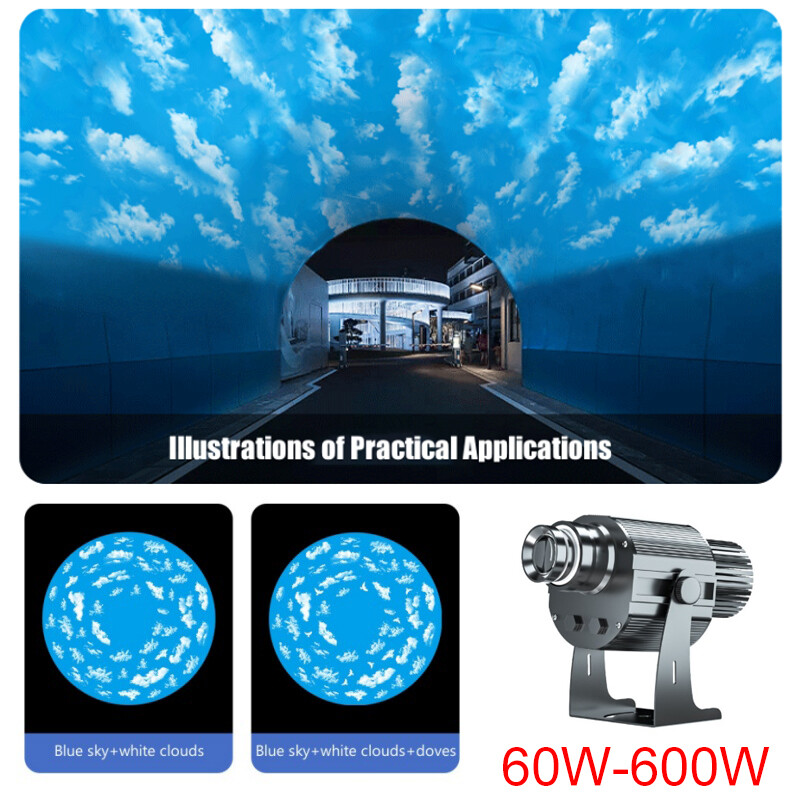 Waterproof Dynamic Cloud Sky Effect Projector: 60W-600W Customizable Logo Lamp