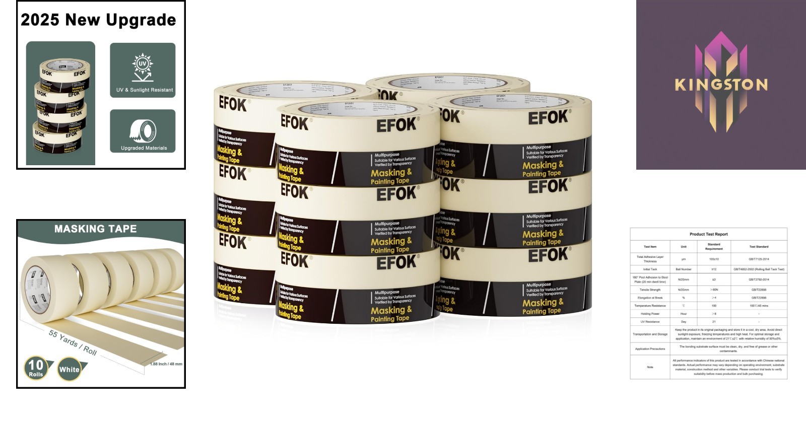 White Masking Tape 10 Pack: 1.88in x 55yds – Sharp Lines & UV Resistant