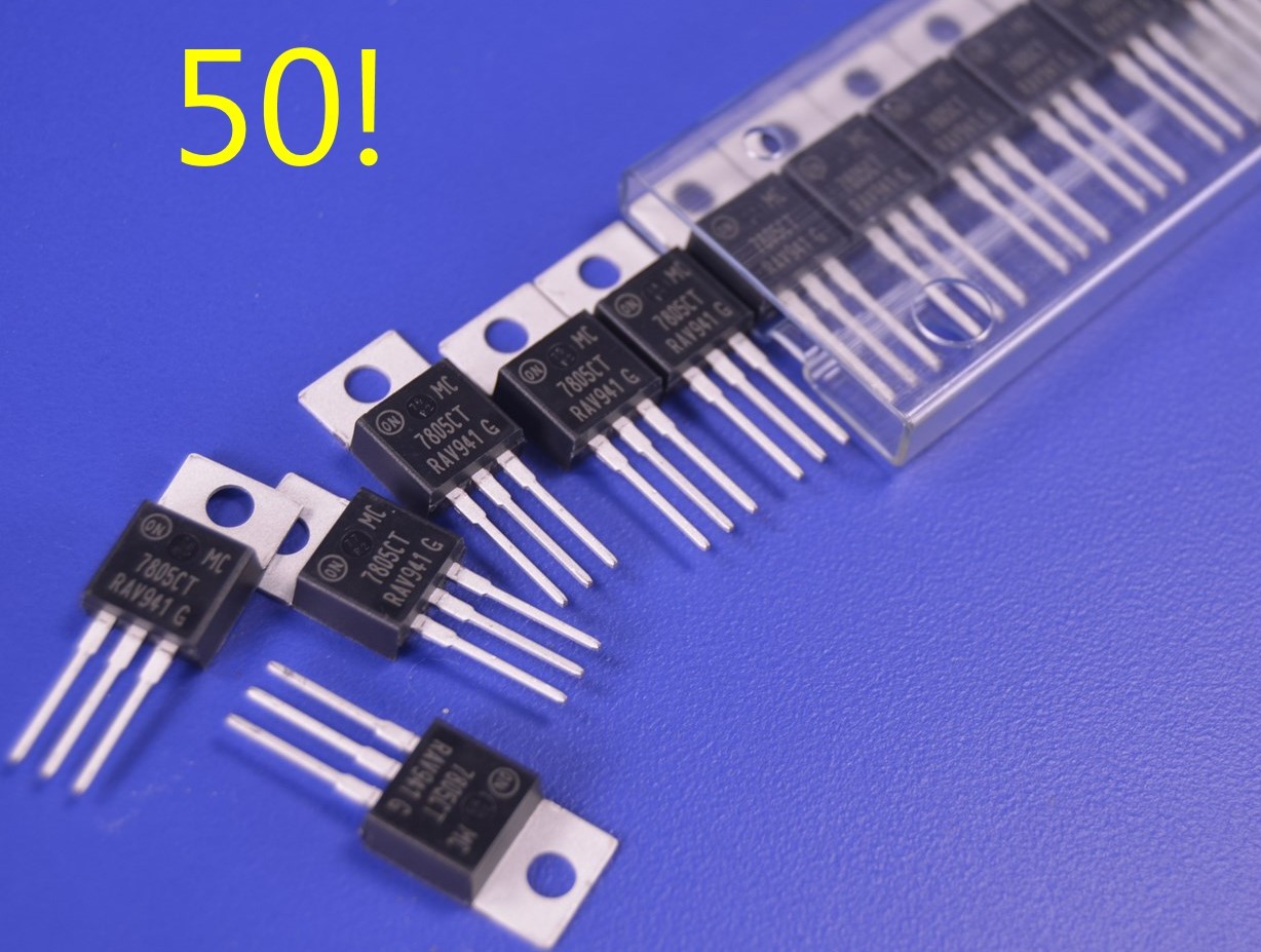 50 On Semiconductor LM7805 Linear Voltage Regulators 5V 2.2A High-End Device