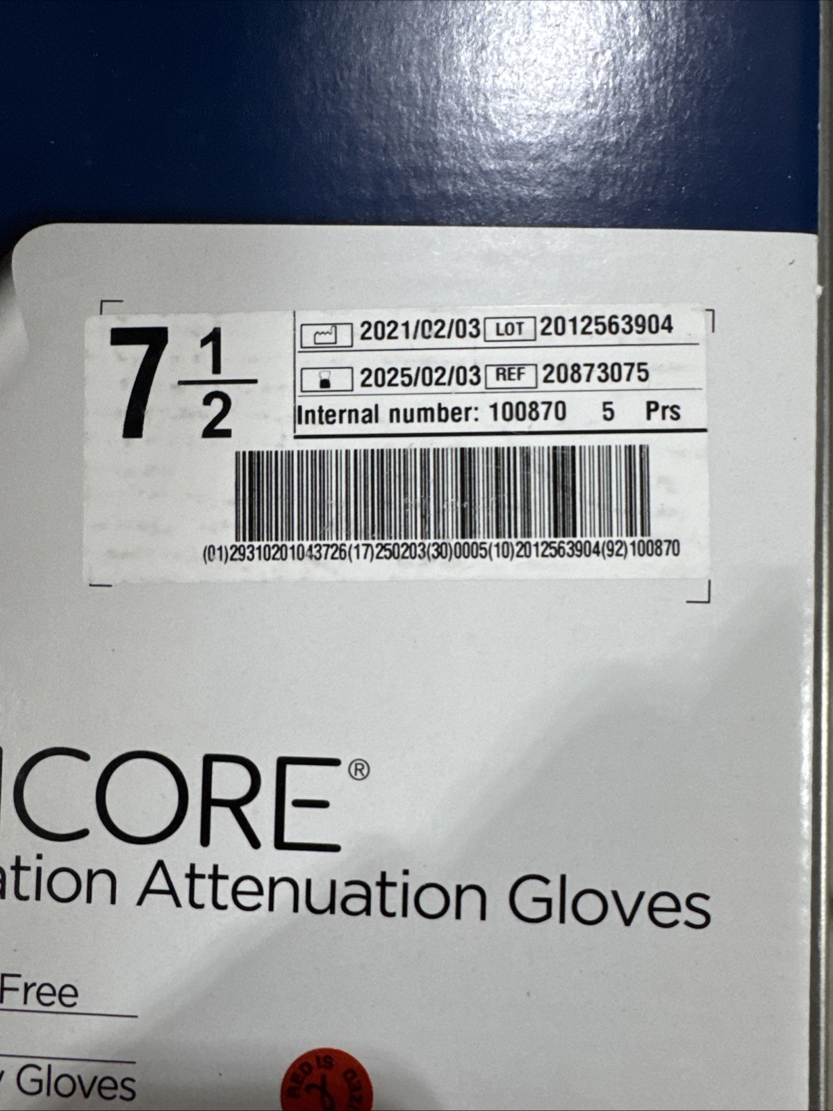 *5-Pairs* Ansell Encore Radiation Attenuation PF Gloves Size-7.5 Latex 20873075