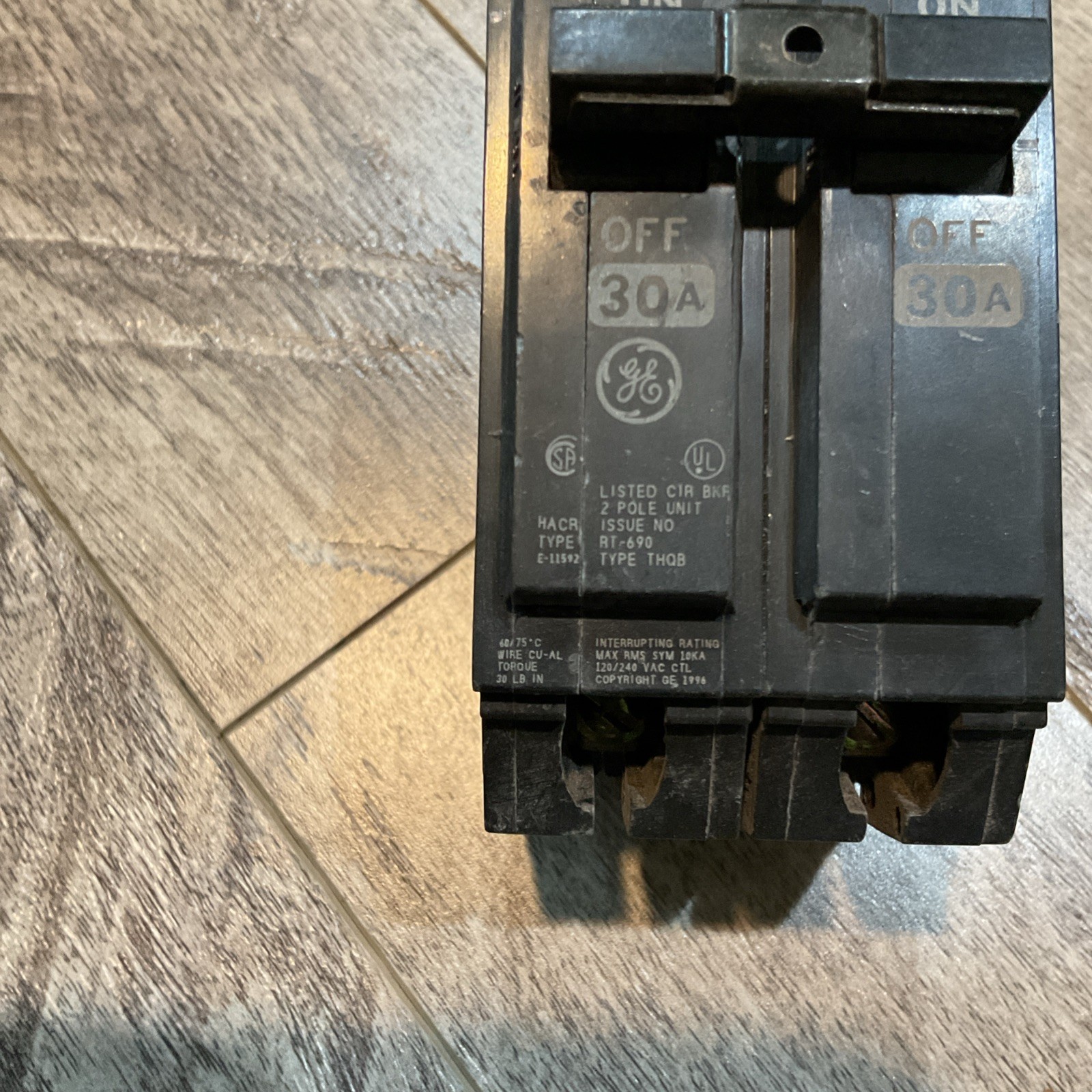 GE ABB THQB2130 2 Pole Breaker 30 Amp Double Pole 10kA Interrupt
