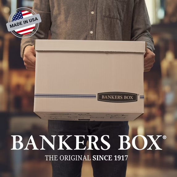 Bankers Box Basic Duty Letter/Legal File Storage Box with Lids, 10 Pack, White