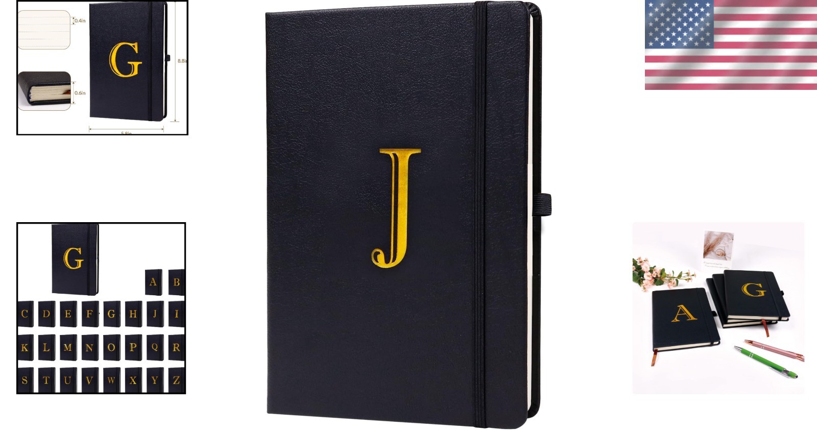 Elegant A5 Business Journal with Ribbon Bookmark & Custom Initials – 200 Pages
