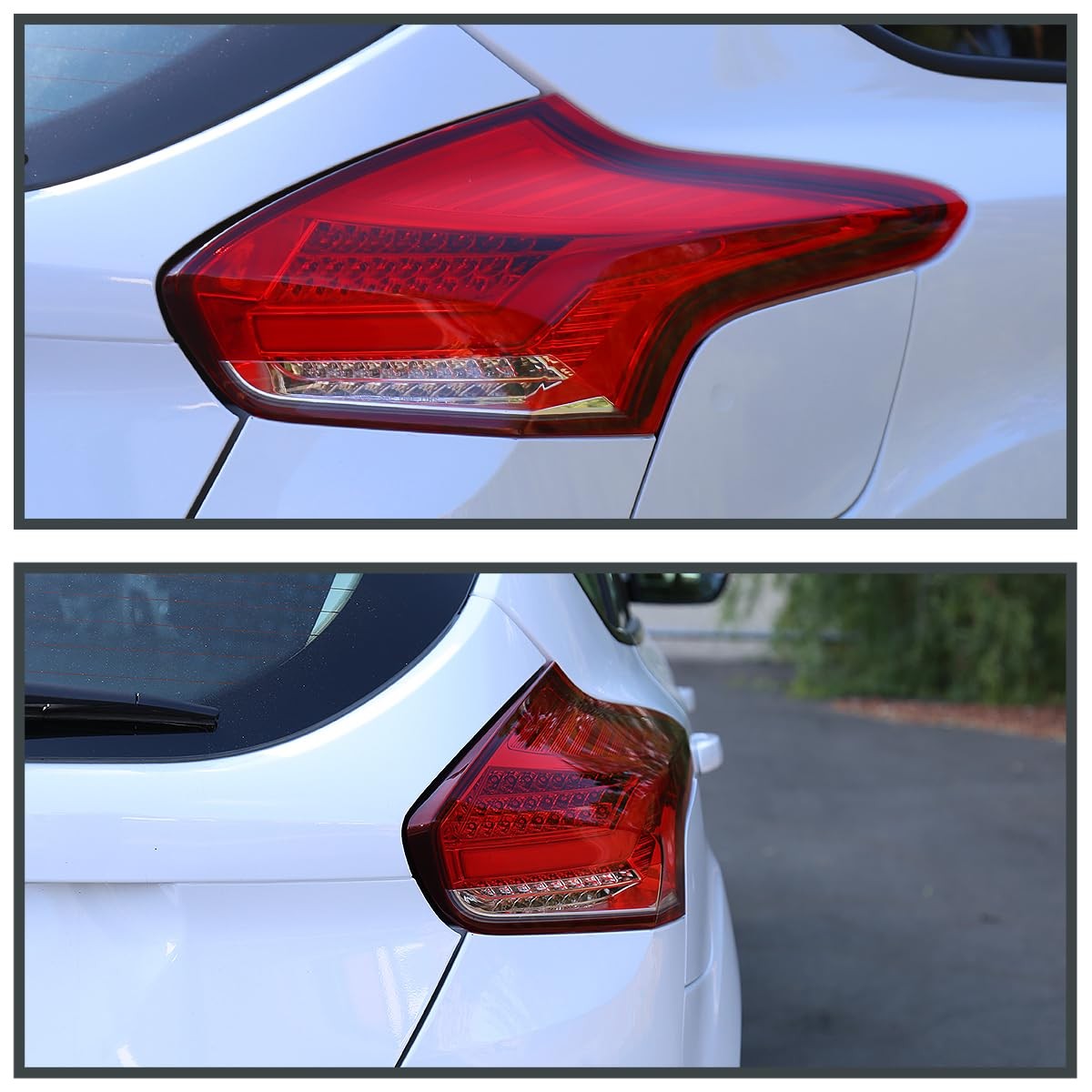 Red LED Bar Tail Lights 2015-2018 for Ford Focus SE ST RS Hatchback Pair