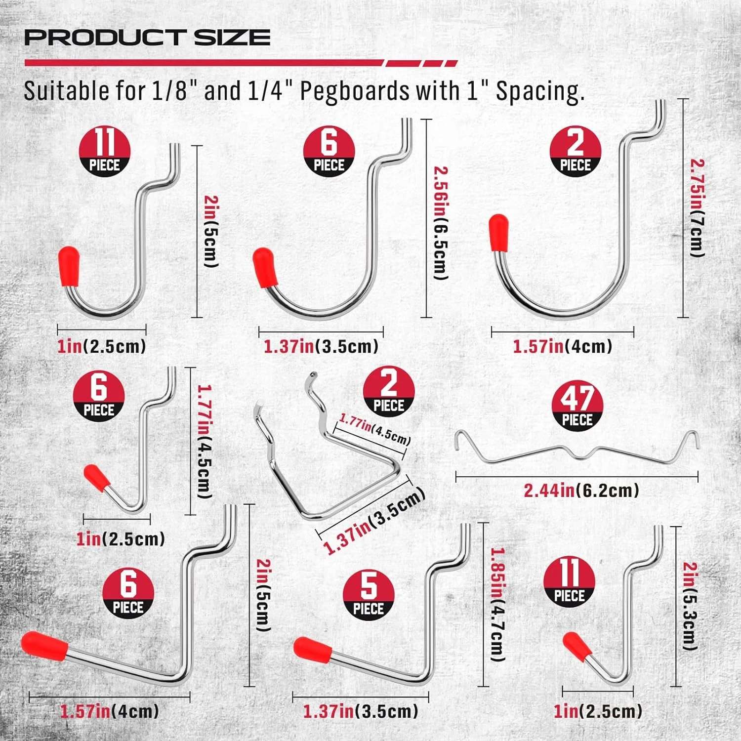 Ultimate 121-Piece Pegboard Hooks Set, Pegboard Accessories with Metal Hooks, Du