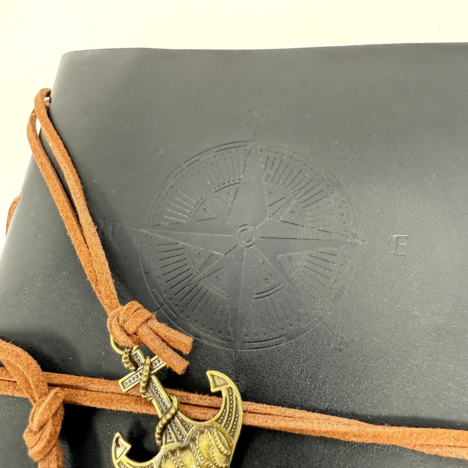 Maleden Journal Notebook with Spiral Binding and Compass Detail Green Leather
