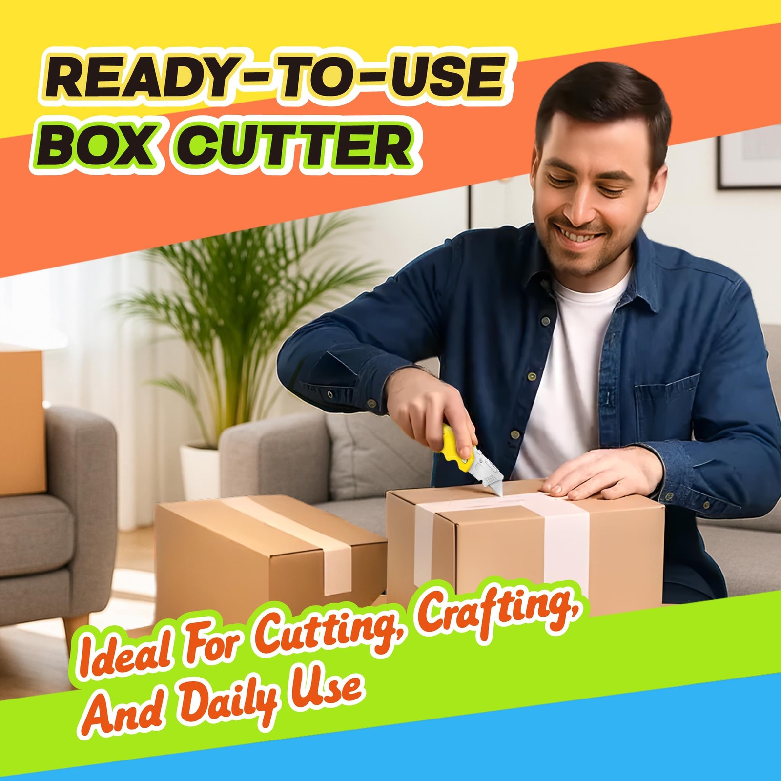 Utility Knife, 4 Pcs Colorful Box Cutter with 10 SK5 Blades, Paper Craft Tool…
