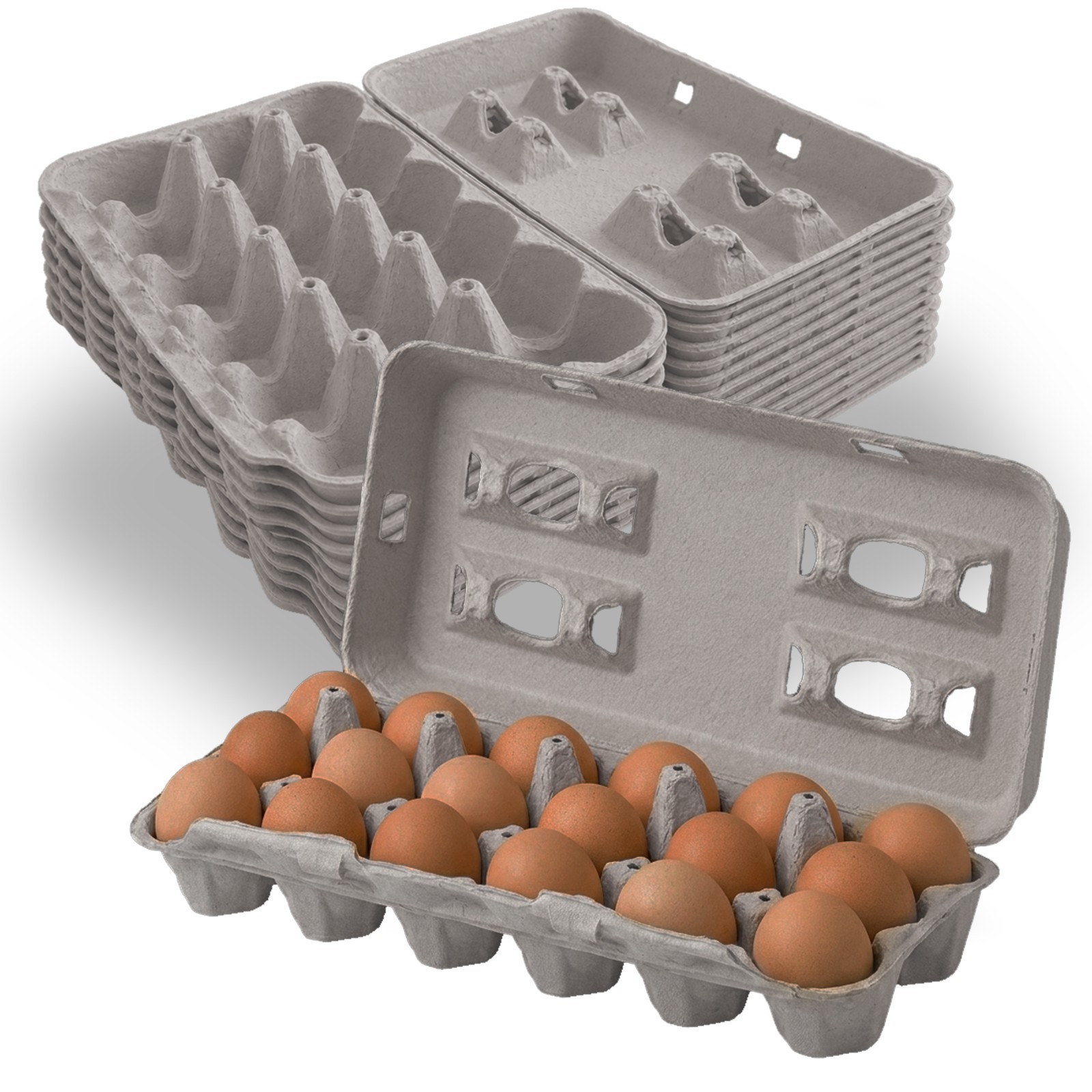 MT Products Blank Natural Pulp Egg Cartons, 18 Count Egg Holders – 10 Pack
