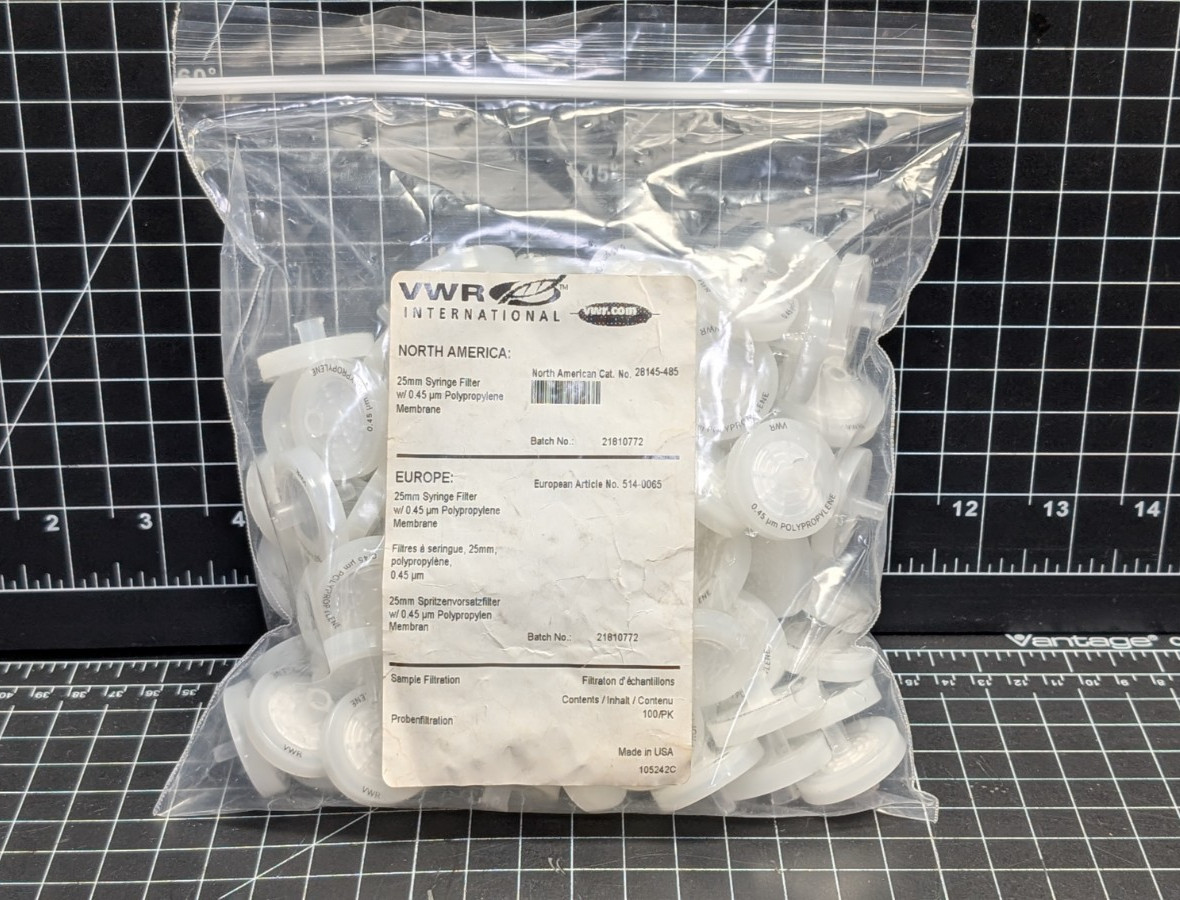 VWR Syringe Filter 25mm 0.45 μm Polypropylene Membrane 514-0065 / 28145-485