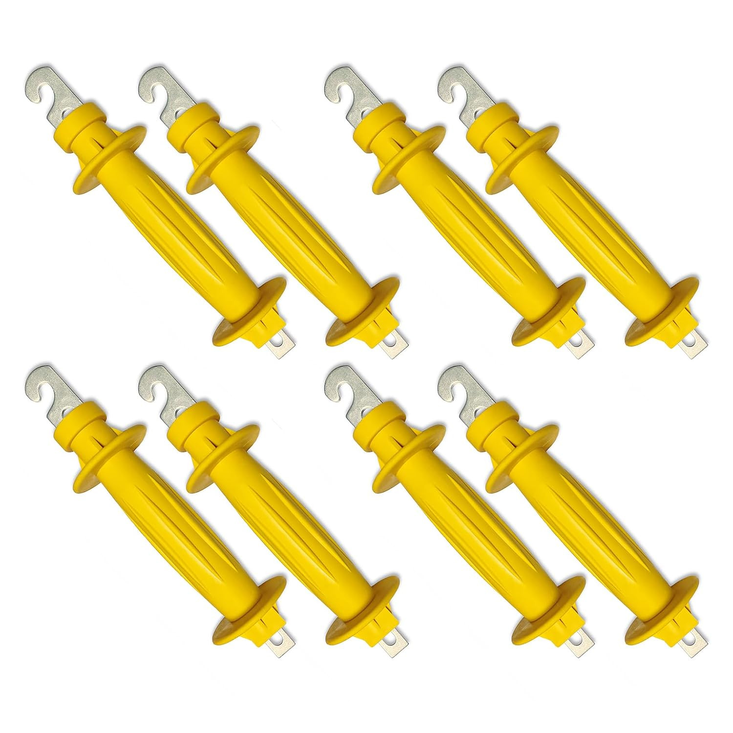 Electric Fence Rubber Gate 8 Pack Yellow | Spring Handles Insulated Plastic Han