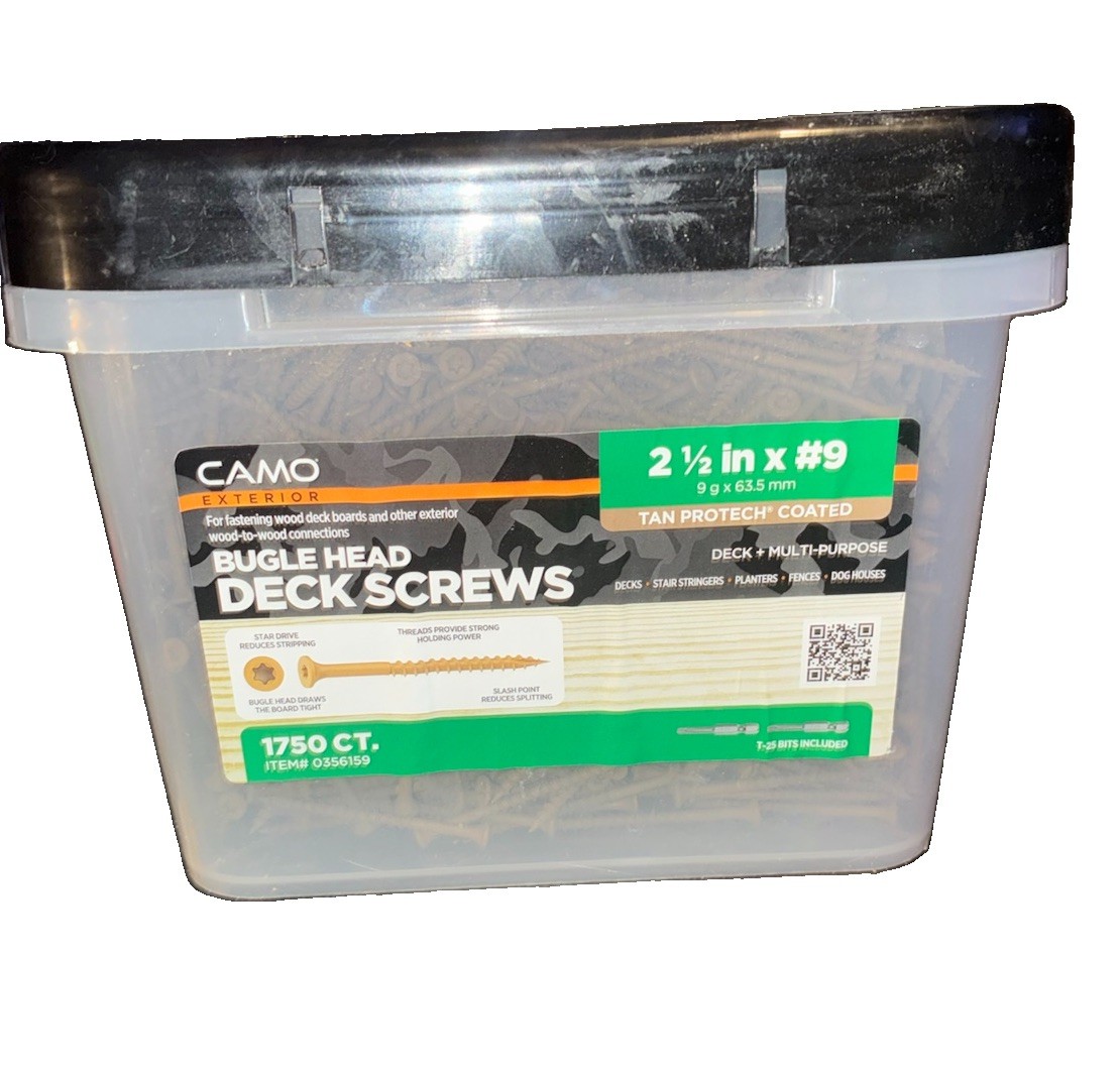 Camo Deck Screws 2-1/2” #9, Bugle Head, Star Drive, Tan, Coated, 1750 Count
