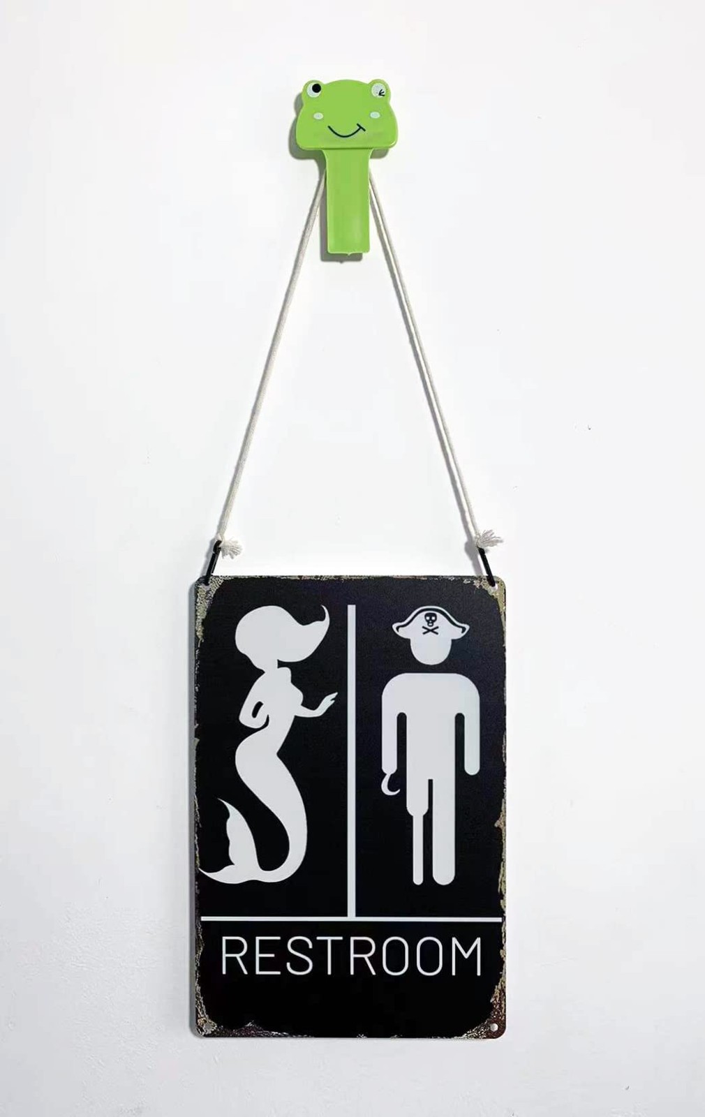 Nautical Restroom Sign – Pirate and Mermaid 12 inches x 8 inches, Vintage