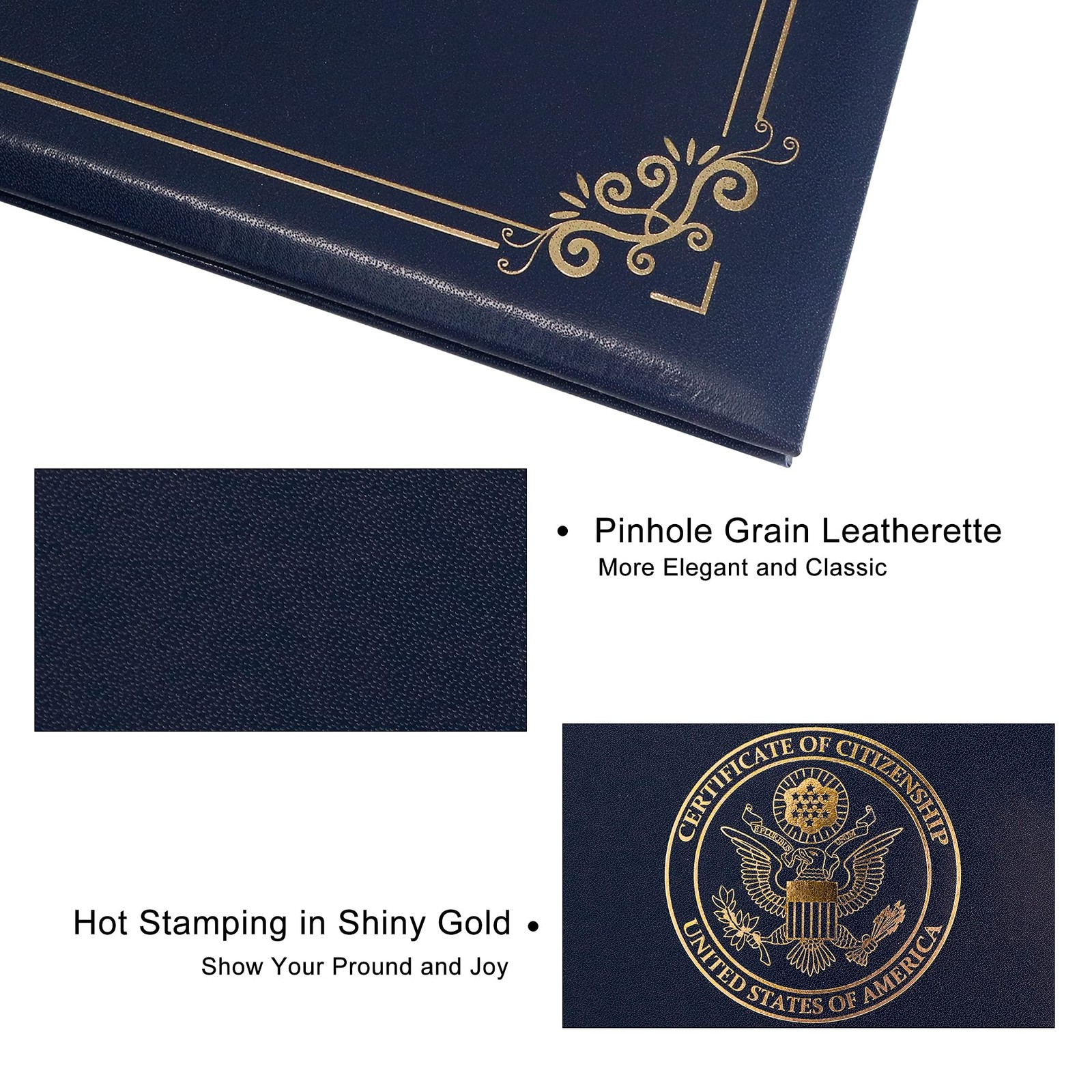 2026 US Citizenship Certificate Holder Padded Leatherette Cover with Seal