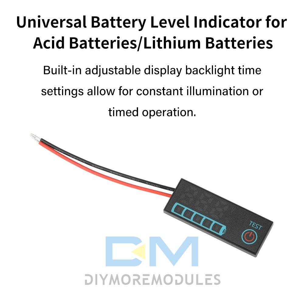 LED Voltage Acid/Li-ion Battery Level Indicator Display Panel w/Power-Off Memory