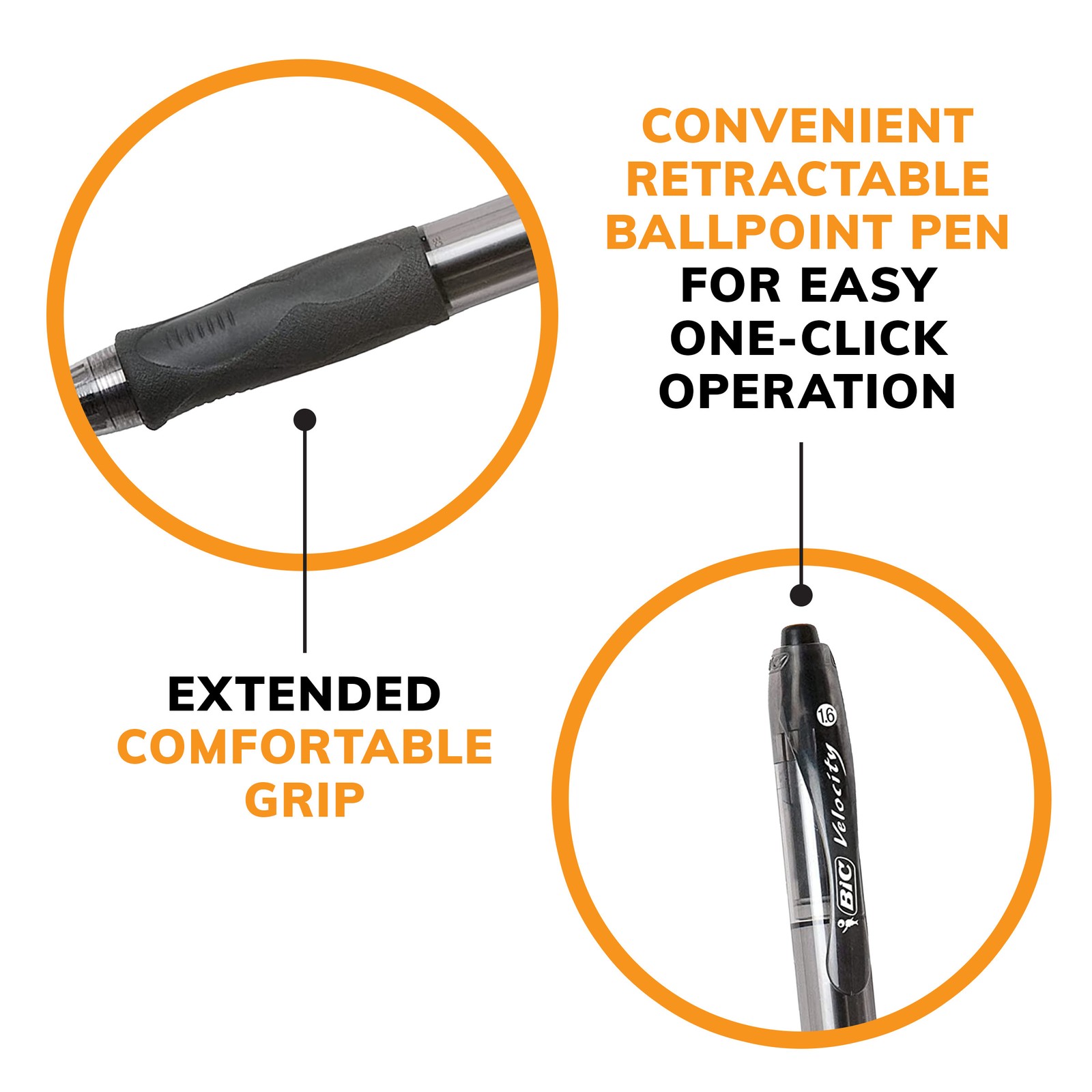 BIC Glide Bold Retractable Ball Pen, Black, 1.6mm Bold Point, 12 Pack