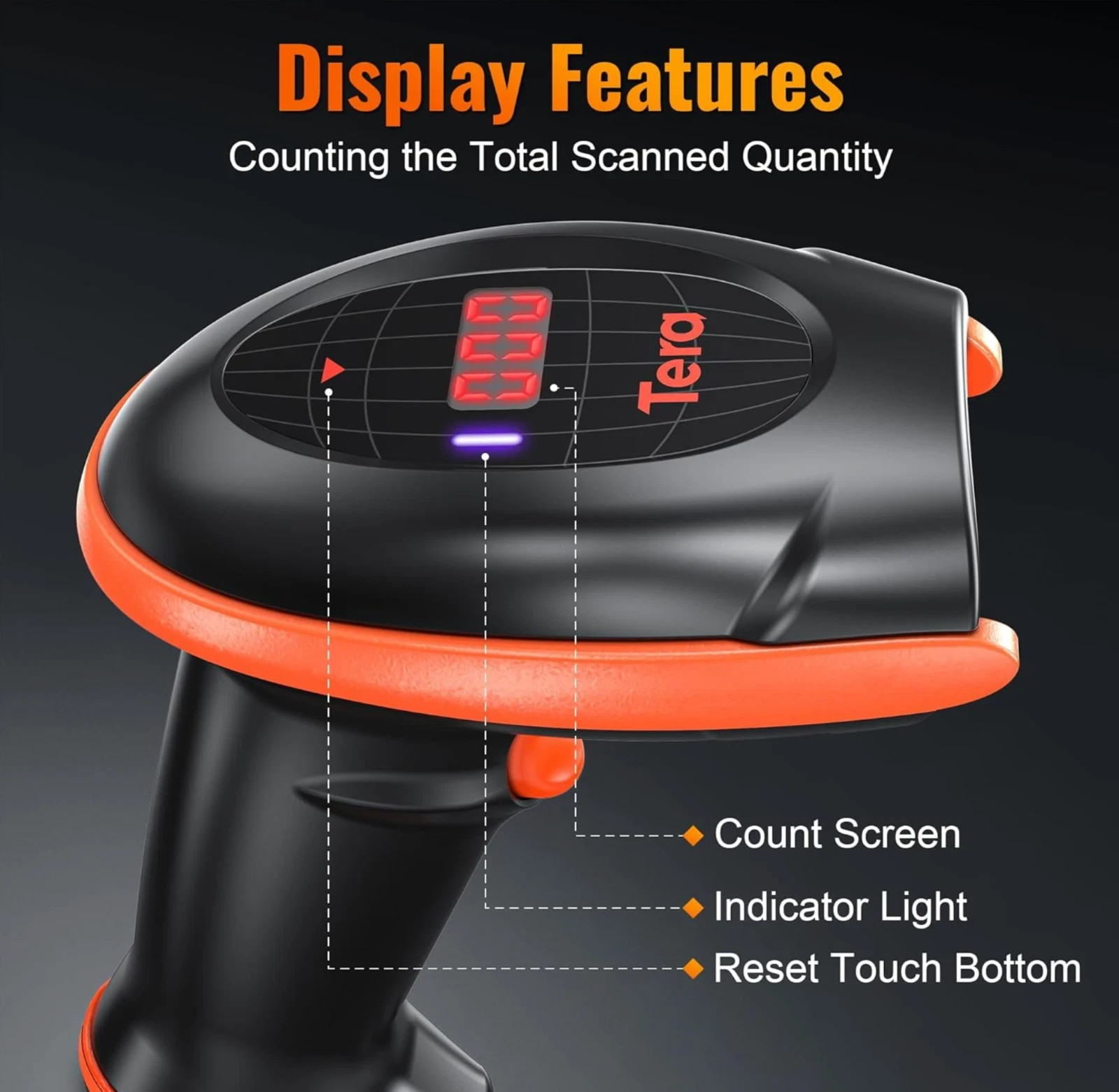 Tera Pro Series Wireless 1D 2D QR Barcode Scanner with Cradle Display HW0008
