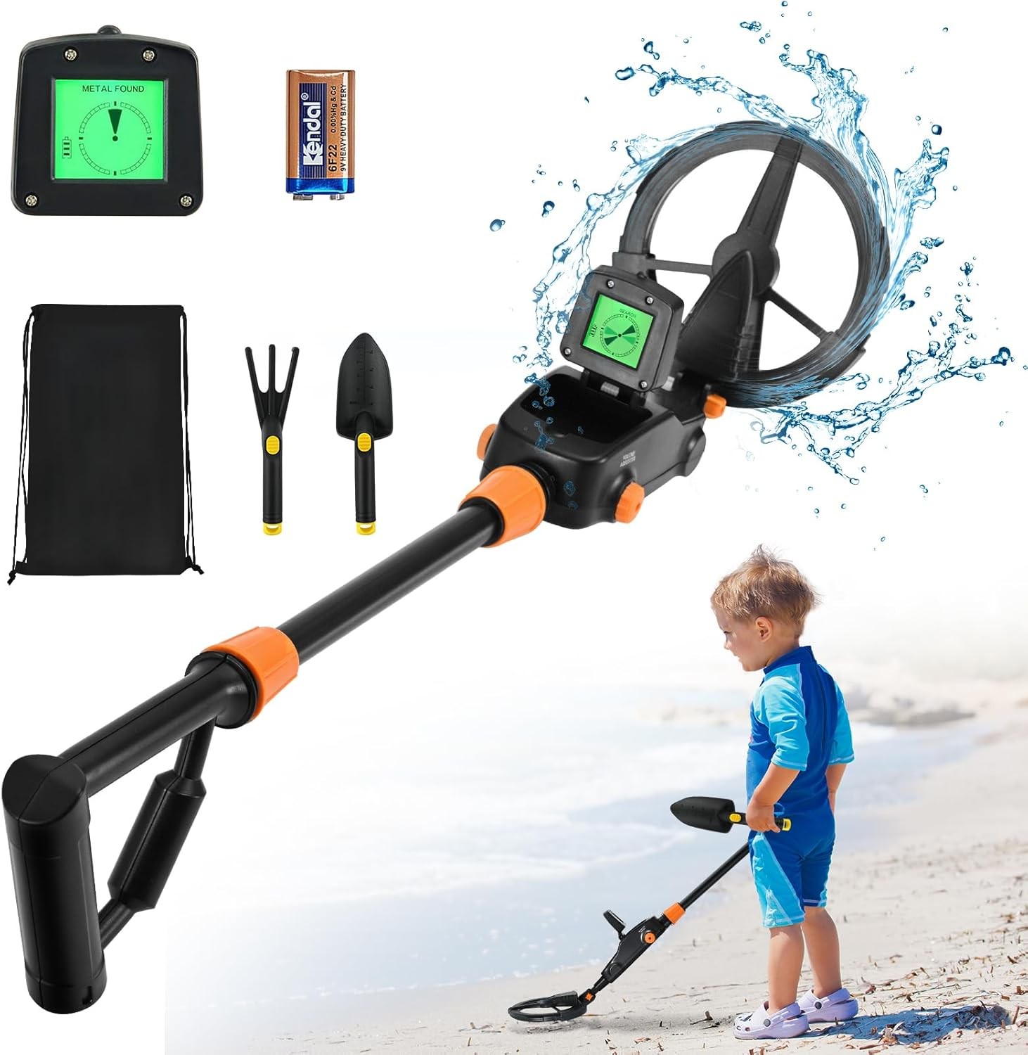 Metal Detector for Kids Lightweight Children Detector Waterproof with LCD.