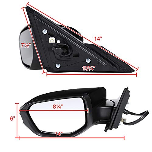 Honda Civic 16-21 Glossy Black ABS Driver Left Power 3 Pin Side Mirror
