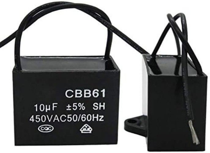CBB61 10uF AC 450V 50 60Hz 2 Wire Metallized Polypropylene Film Capacitor Fan