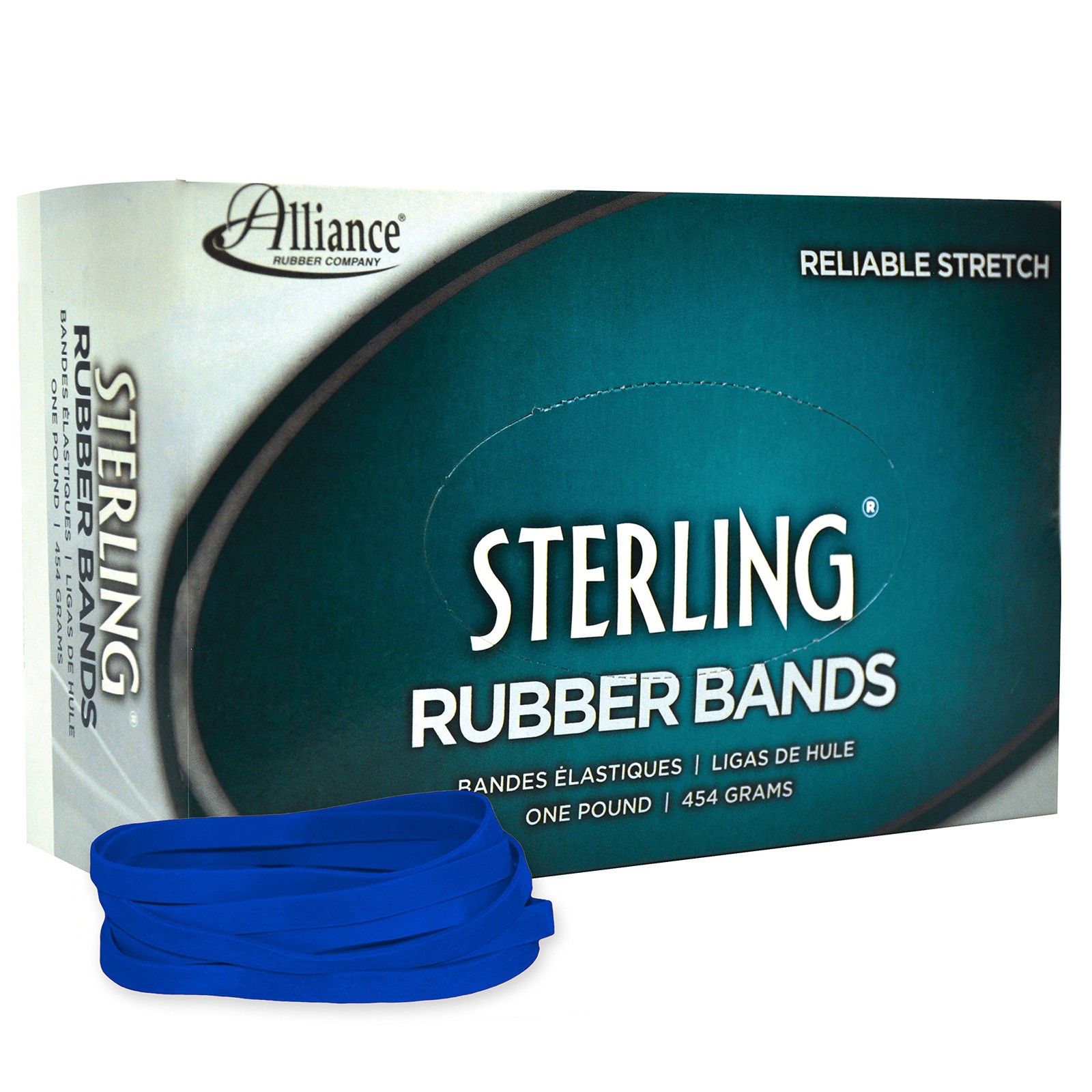 Size #64 Rubber Bands, 1 lb Box – Approx. 425 Blue Bands (3.5 x 0.25 Inches)