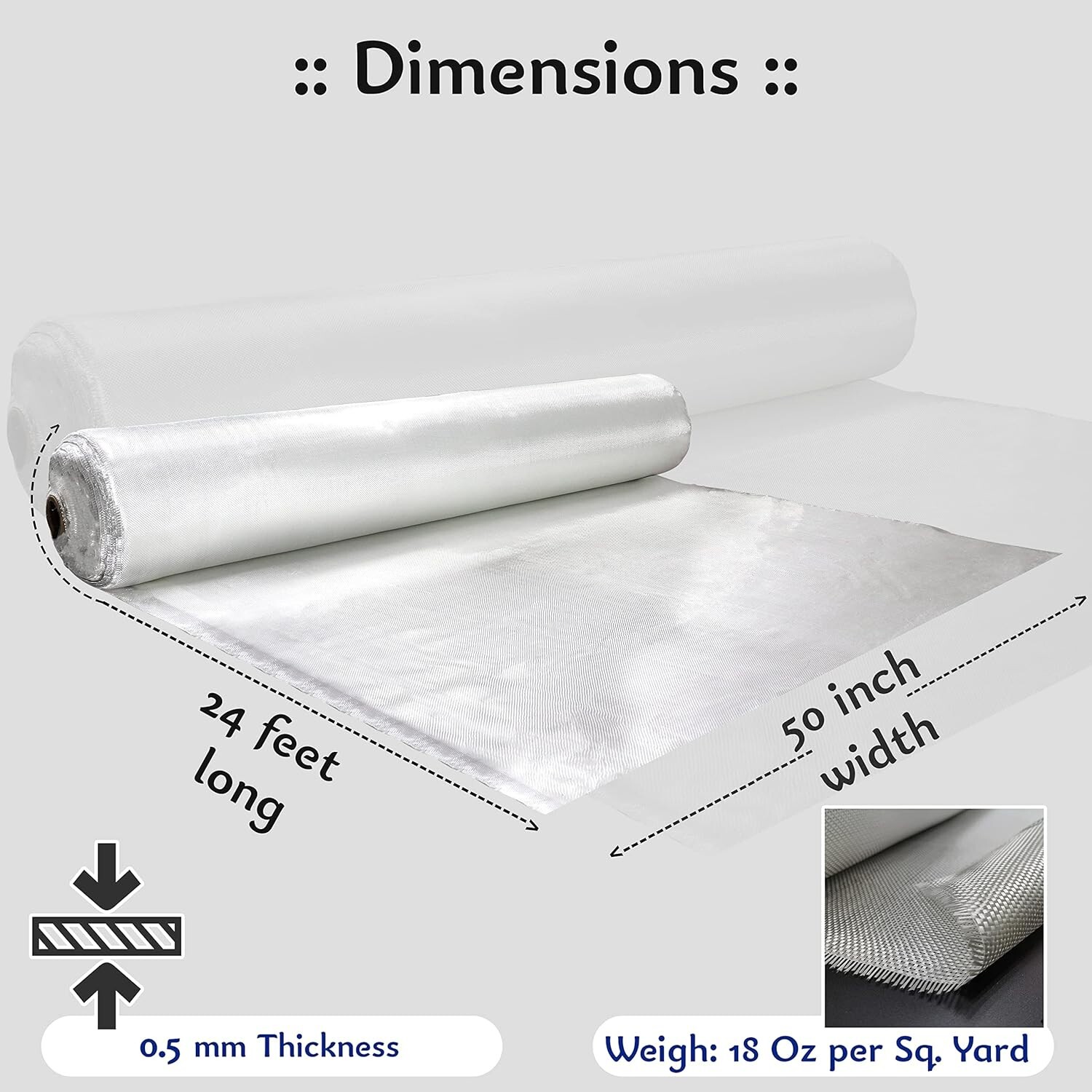 Fiberglass Cloth, 18 Oz, 50″ x 24′ / 8 yard – Fiber Glass Woven Roving Cloth