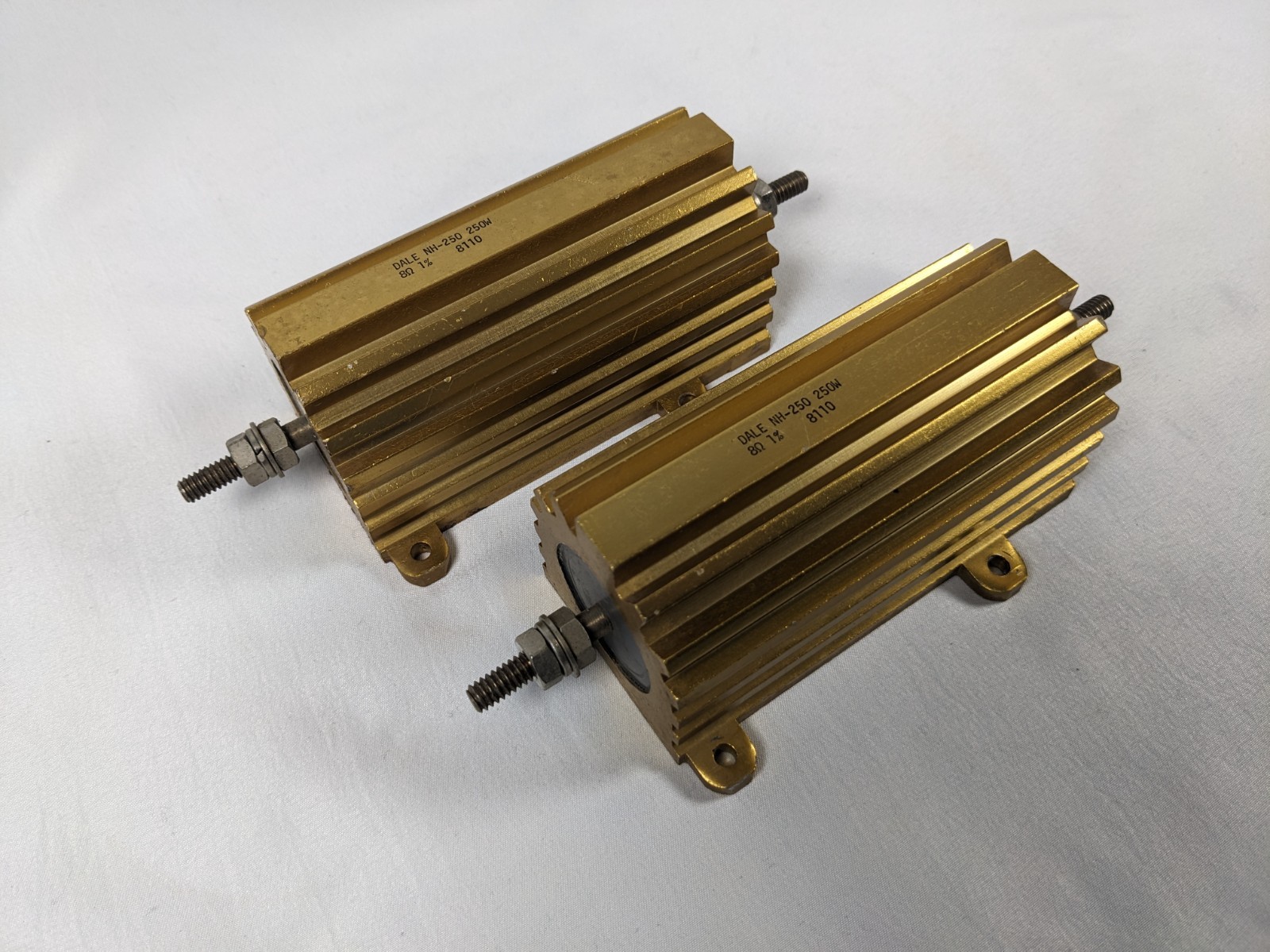 TESTED GOOD – FREE SHIPPING – Lot of 2 Dale NH-250, 8 Ohm, 250W, Power Resistor