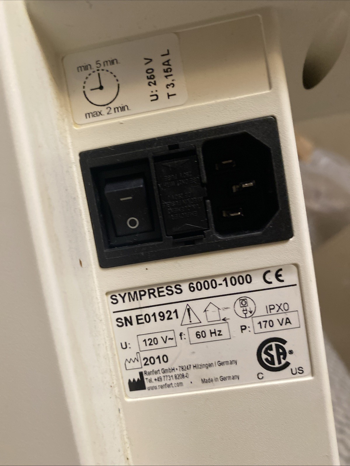 Renfert Sympress 6000 REF 60001000 WORKS With Cord