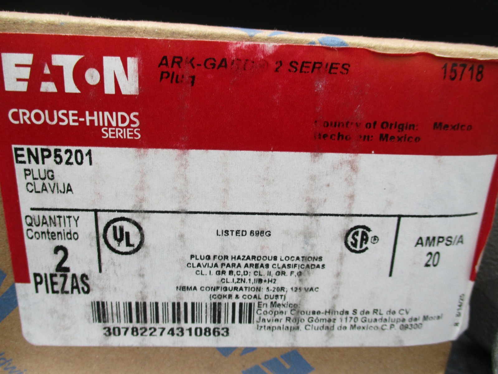 CROUSE HINDS ENRC21201 & ENP5201 20A EXPLOSION PROOF RECEPTACLE + PLUG SET 125V