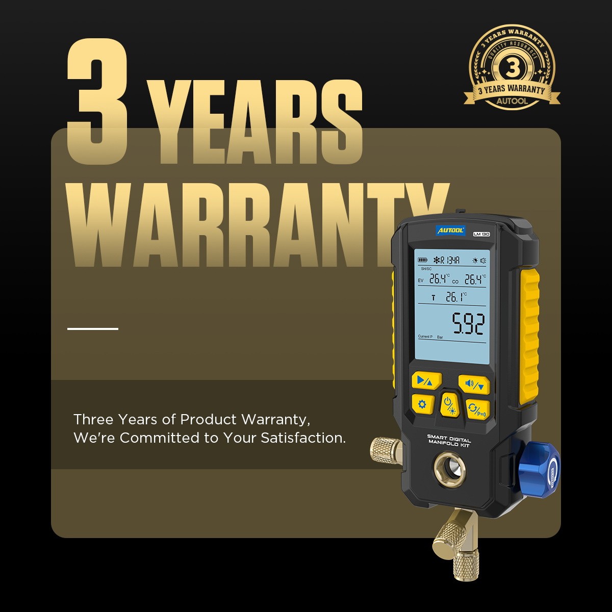 Digital HVAC Refrigeration A/C Manifold Gauge Evacuation Pressure Leak Detector
