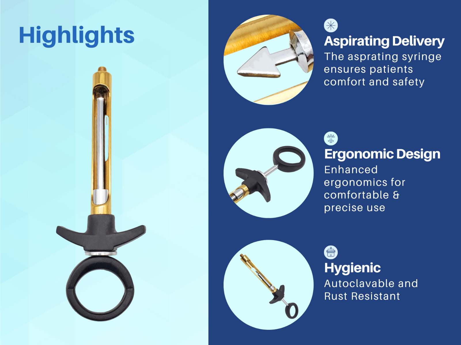 Dental Syringe Aspirating 1.8ml Black & Golden ARTMAN