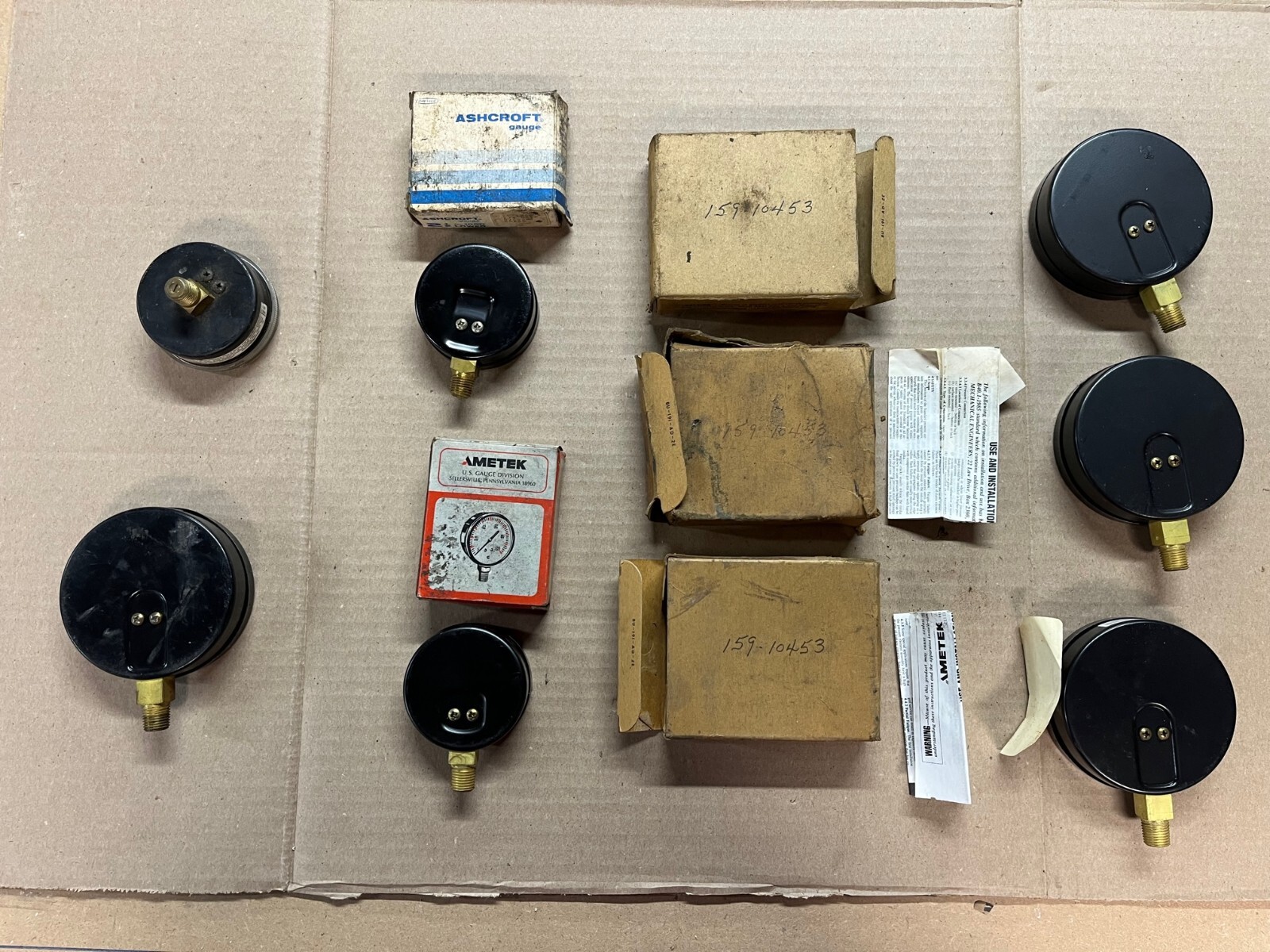 Lot of 7 NOS Pressure PSI Gauge Ametek, Ashcroft, Marsh Most New in Box