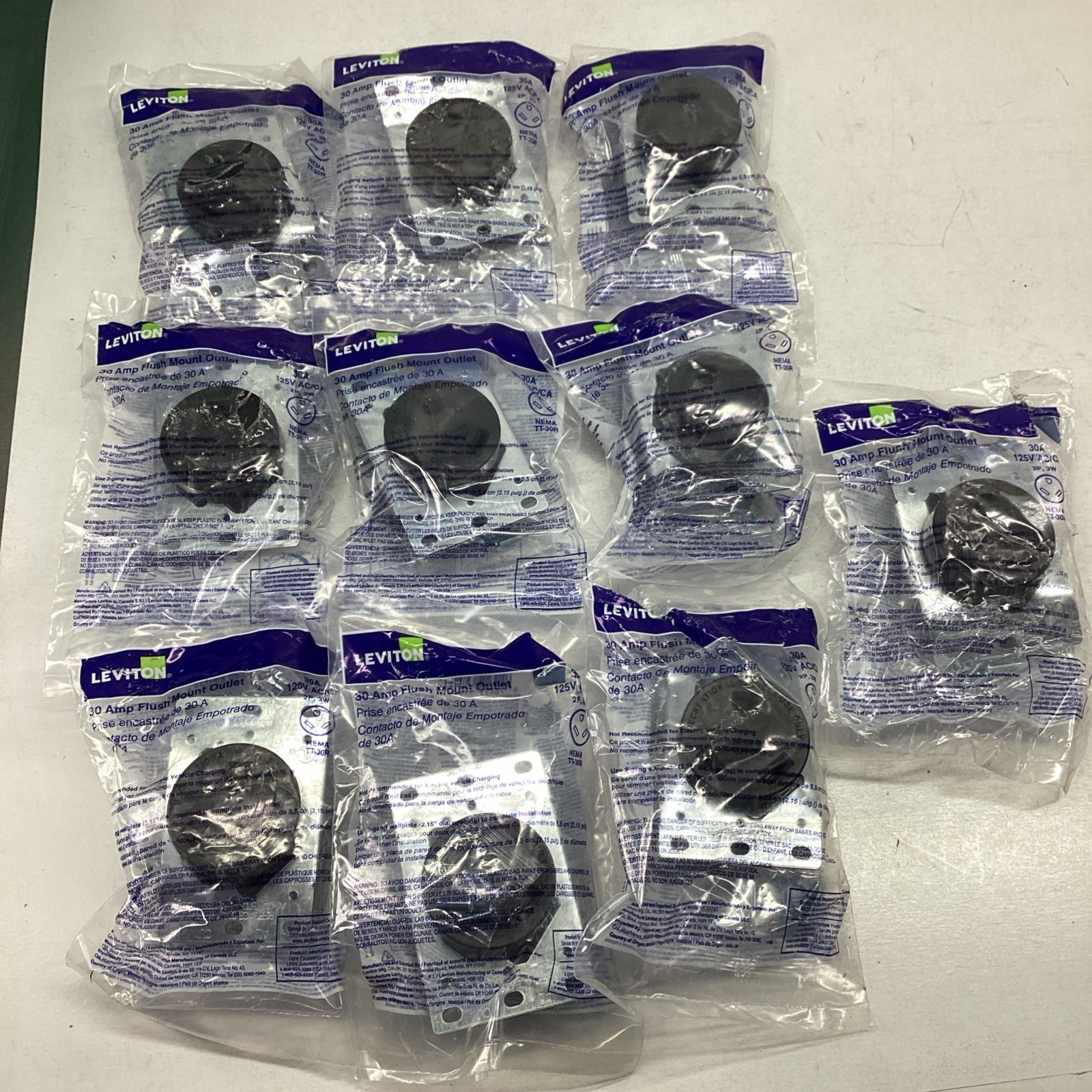 10x Leviton TT-30R 30 Amps 125 Volt Black Outlet