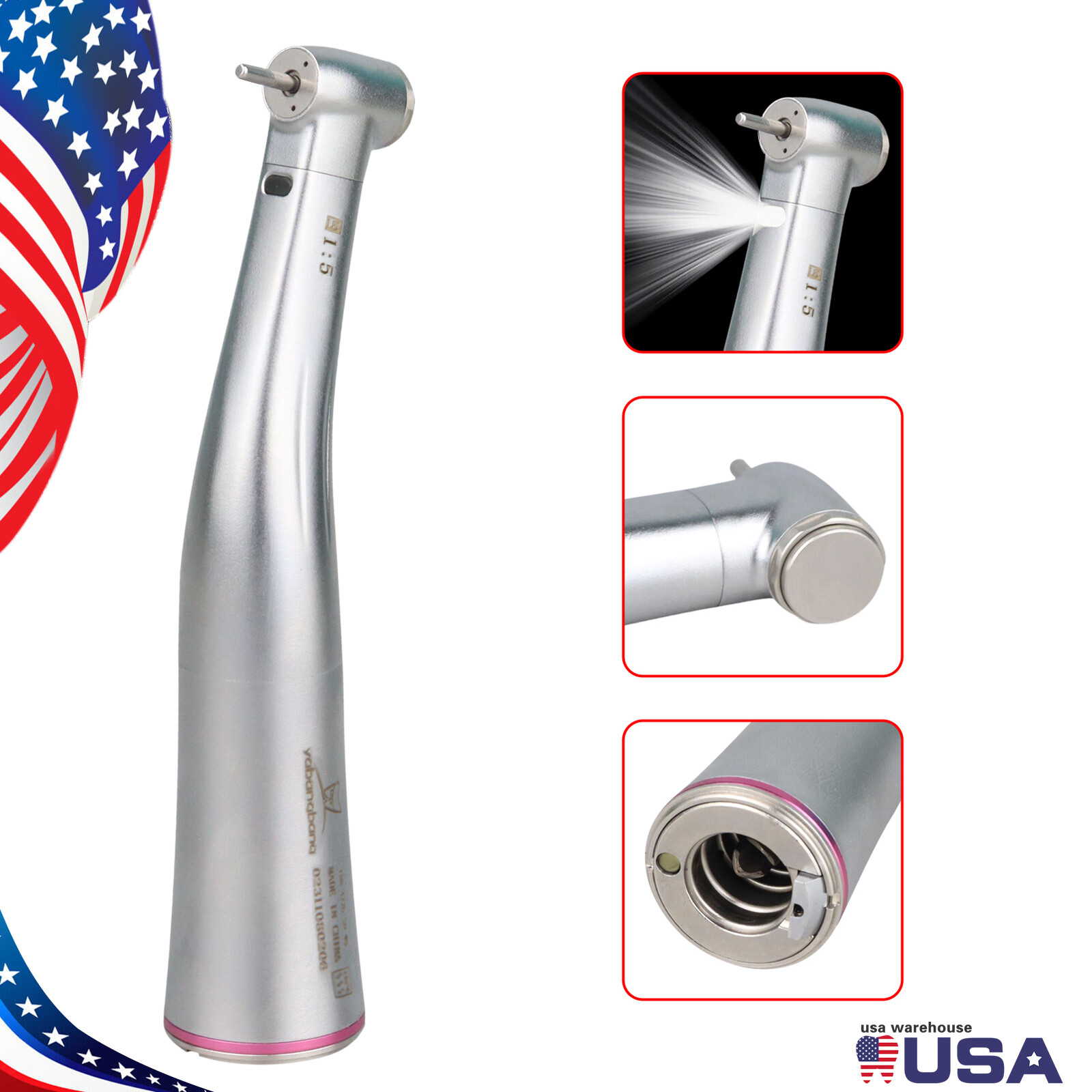 1-50*Dental 1:5 Increasing Fiber Optic LED Contra Angle Handpiece Fit NSK NYD