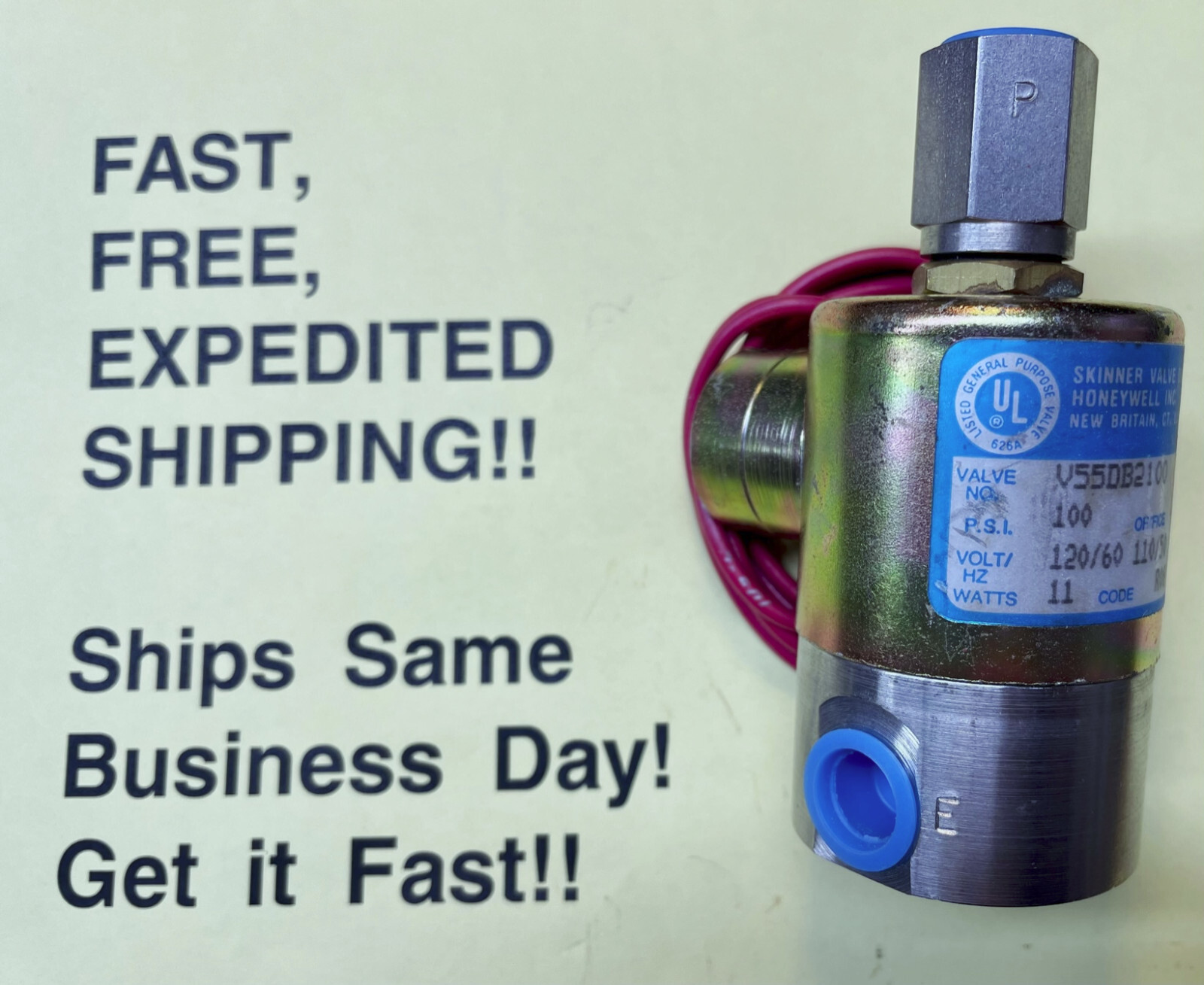 Skinner Solenoid Valve V55DB2100 120VAC; FREE Same Day Expedited Shipping