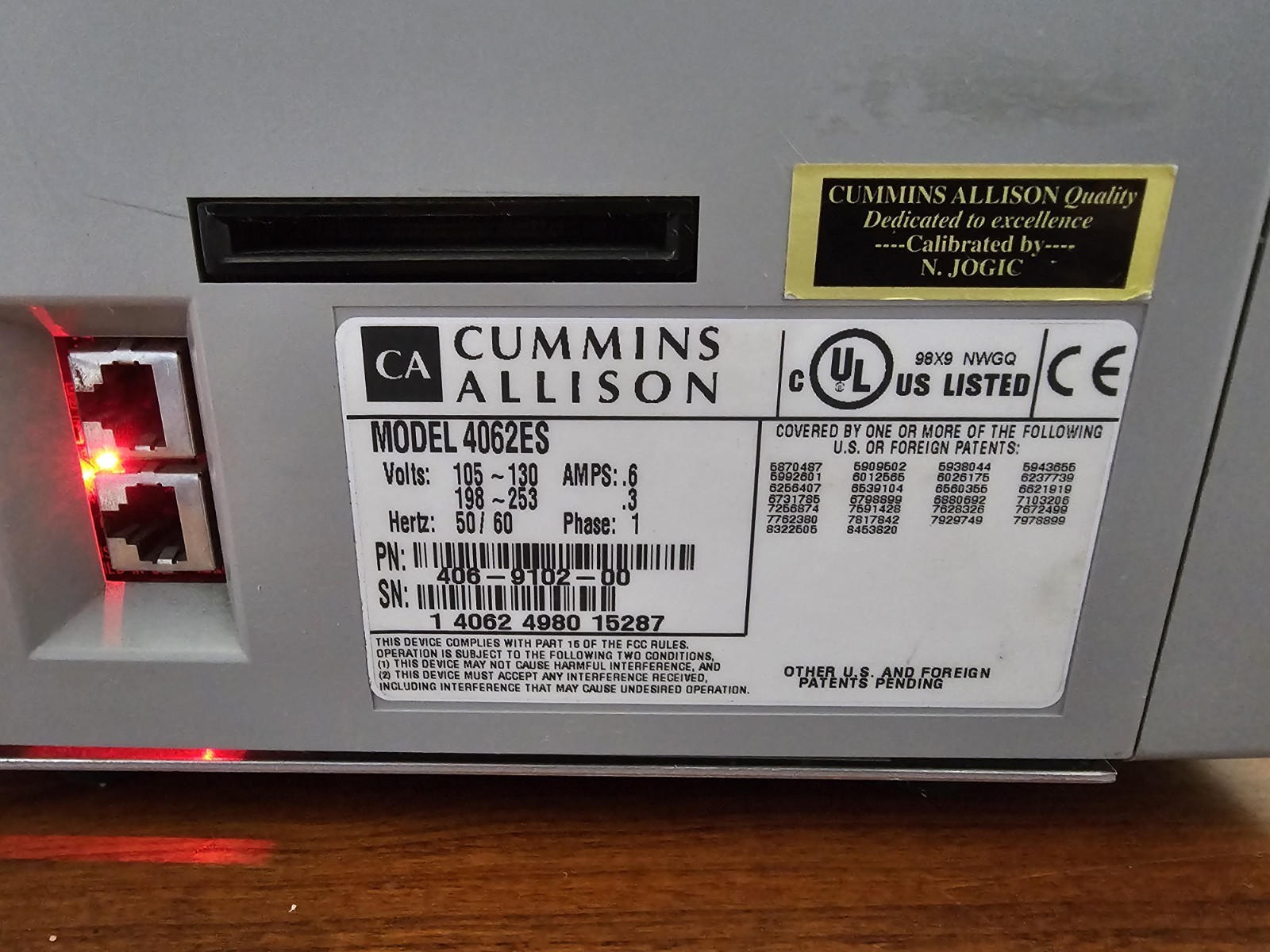 Cummins Allison JetScan 4062ES Currency Counter 406-9102-00