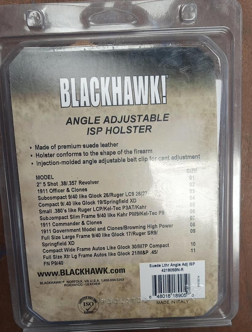 BLACKHAWK! Suede RH Angle Adj. ISP Holster – Size 5 – GHC-1-(A2)