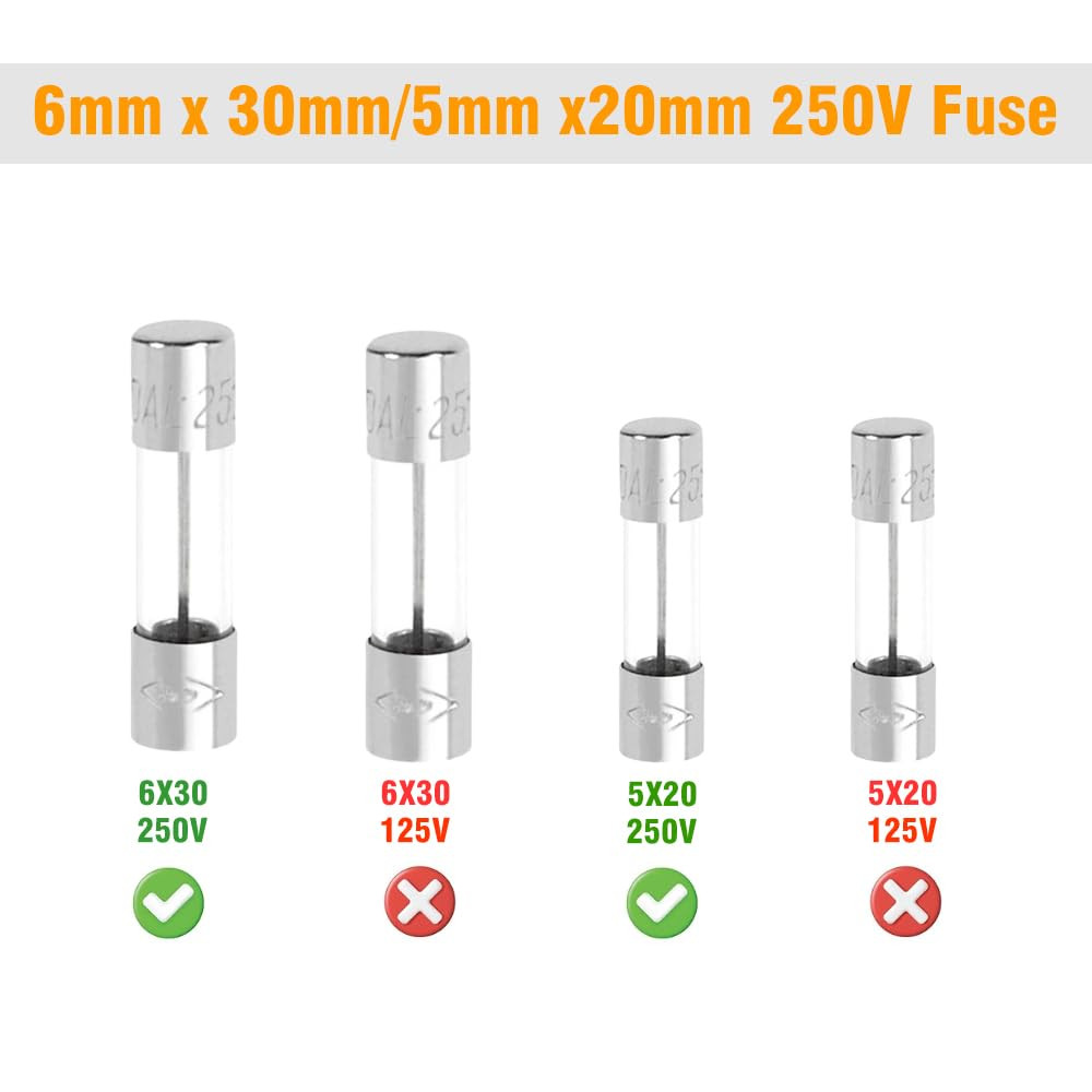 200 Pcs Glass Fuses Assortment Kit – 15 Values Fast Blow Fuses,250V 1A, 2A, 3A