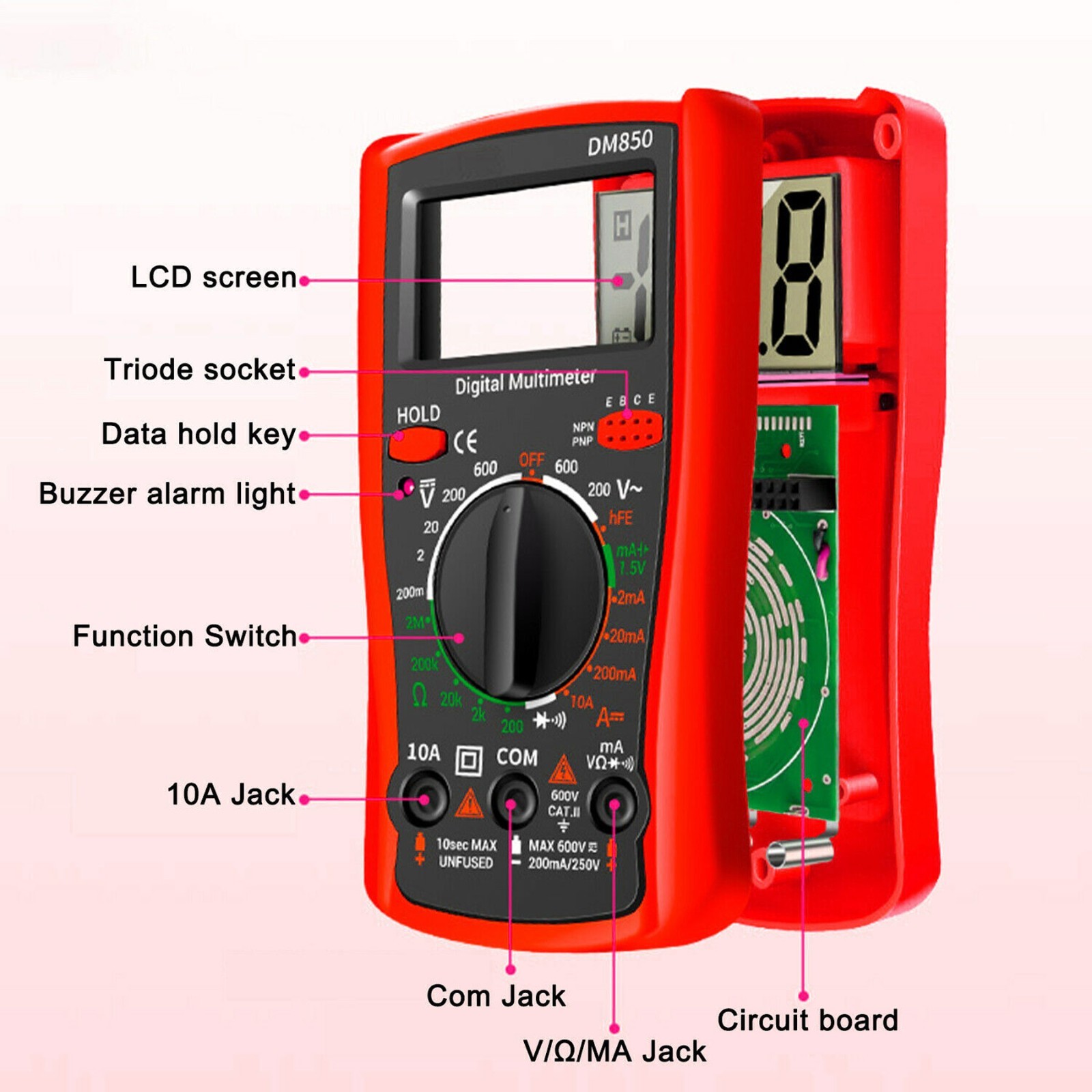 New Digital Multimeter AC DC Voltmeter Ammeter Ohmmeter Volt Tester Meter XL830L