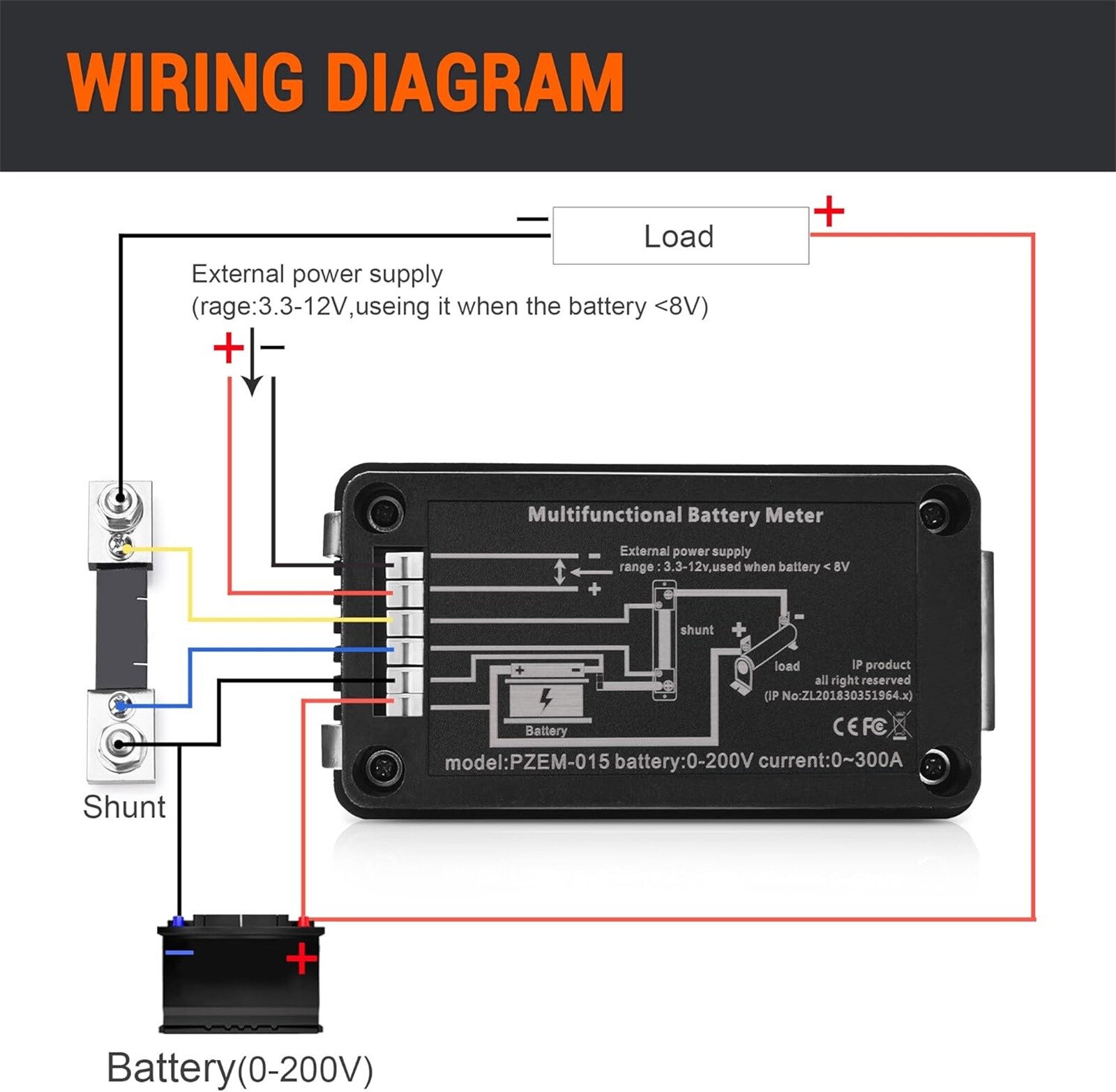 LCD Digital Display DC Battery Monitor Volt Meter 0-200V Voltmeter For Car Solar