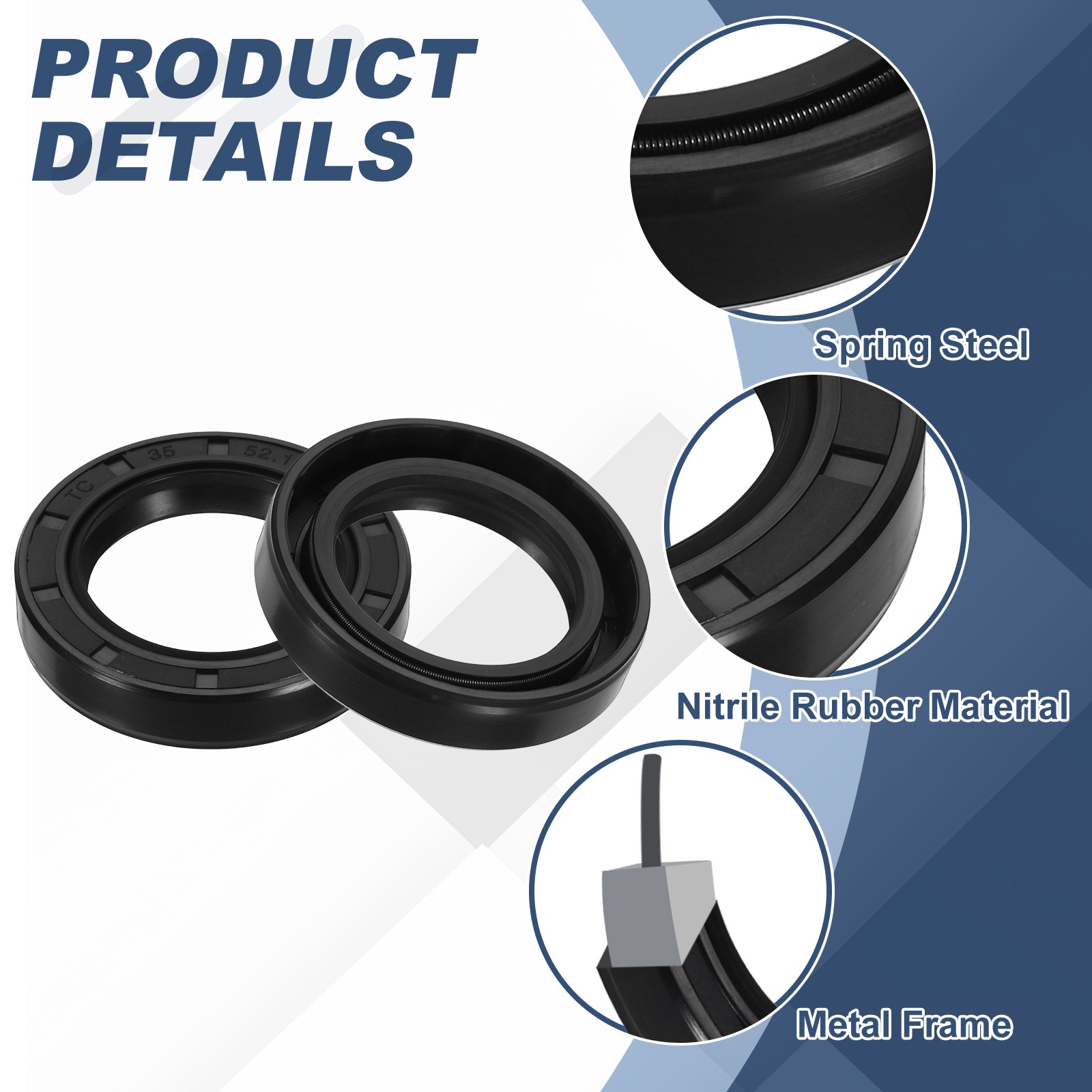 2Pcs Oil Seal, 1.38″x2.05″x0.39″ TC Nitrile Rubber Double Lip Cover