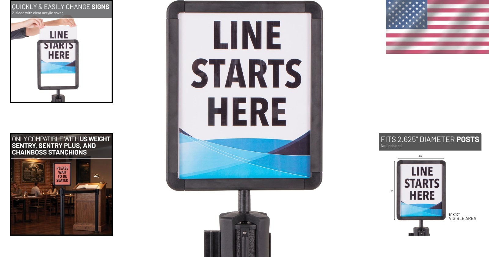 Black Sign Holder with Plexiglass for 8.5×11 Documents – Pole Mount