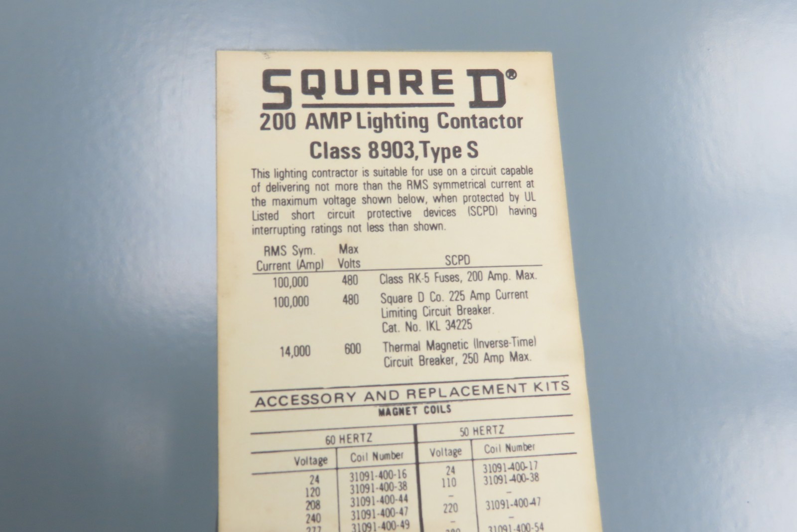 Square D 8903 SV0 2 Lighting Contactor Electrical Enclosure 200 Amps 600V 3 Pole