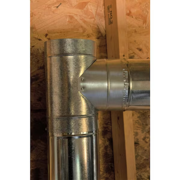 Master Flow Round Tee 5in Galvanized Steel HVAC Duct Fitting Vent Pipe Connector