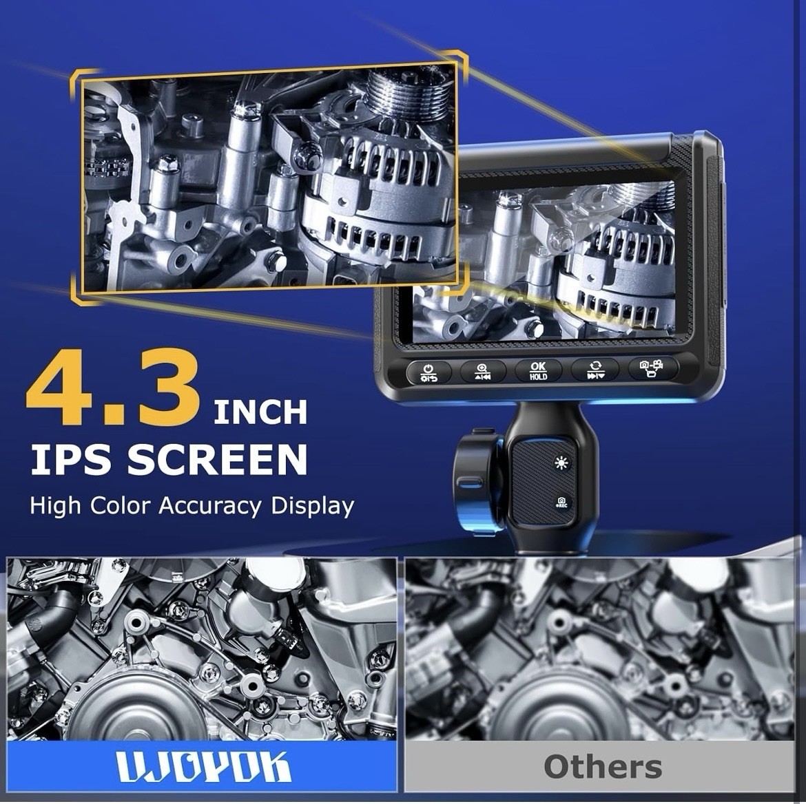 4.3in IPS LCD Digital Inspection Camera 1080P Waterproof Semi-Rigid + LEDs