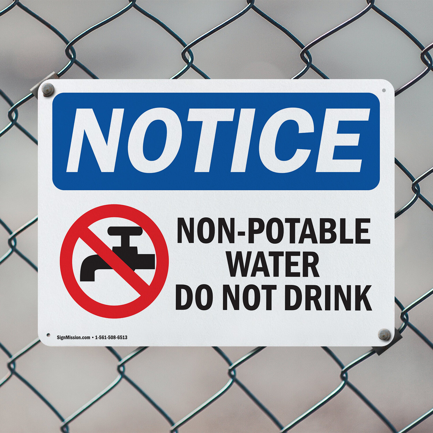 (2 Pack) Non-Potable Water Do Not Drink OSHA Notice Sign Decal Metal Plastic
