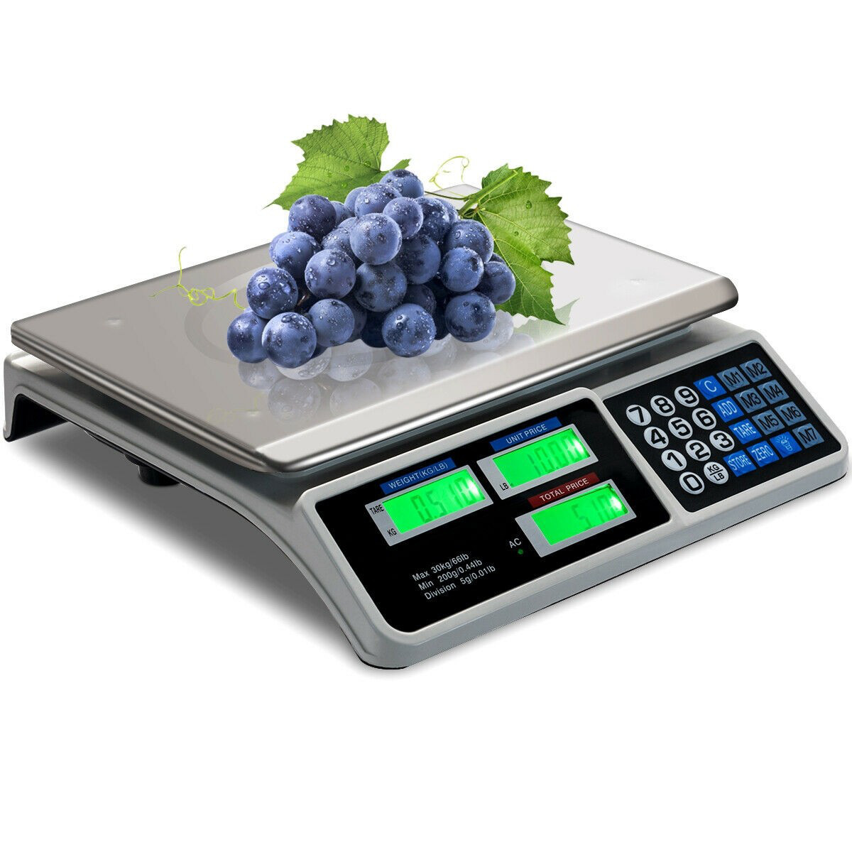 66 lbs Digital Commercial Price Scale Food Fruit Electronic Counting LCD Display