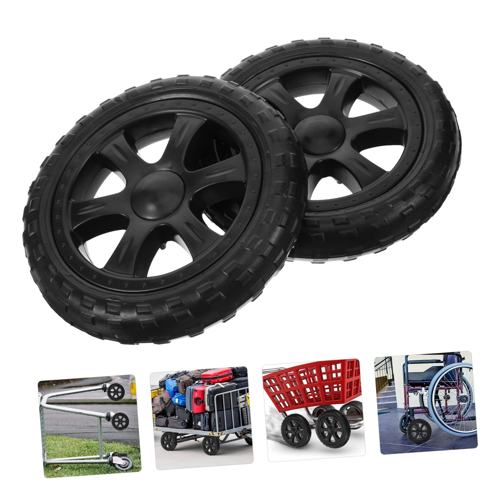 Replacement Grocery Cart Wheels 6.69 Inch Folding Shopping Trolley 2 PCS